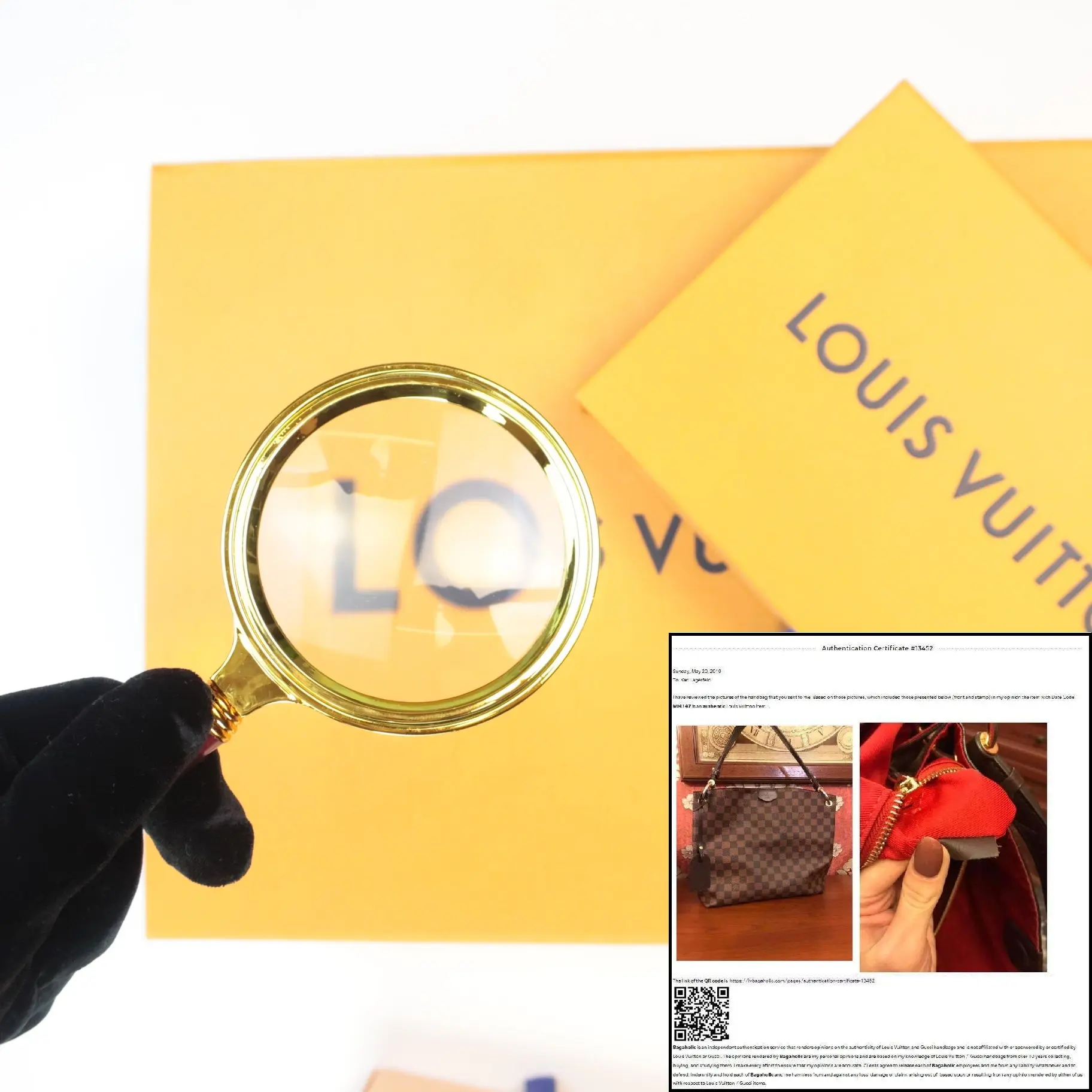 Authentication of a Louis Vuitton / Dior / Gucci item (with Certificate)