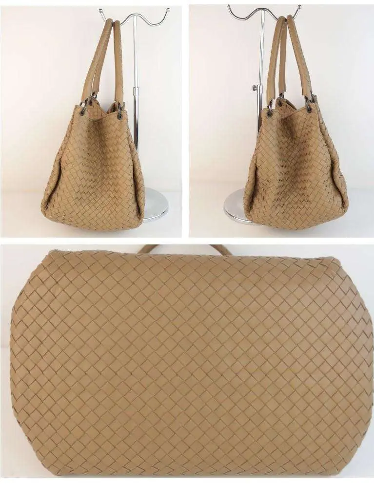 Bottega Veneta Beige Intrecciato Woven Nappa Leather Parachute Bag - Image 3