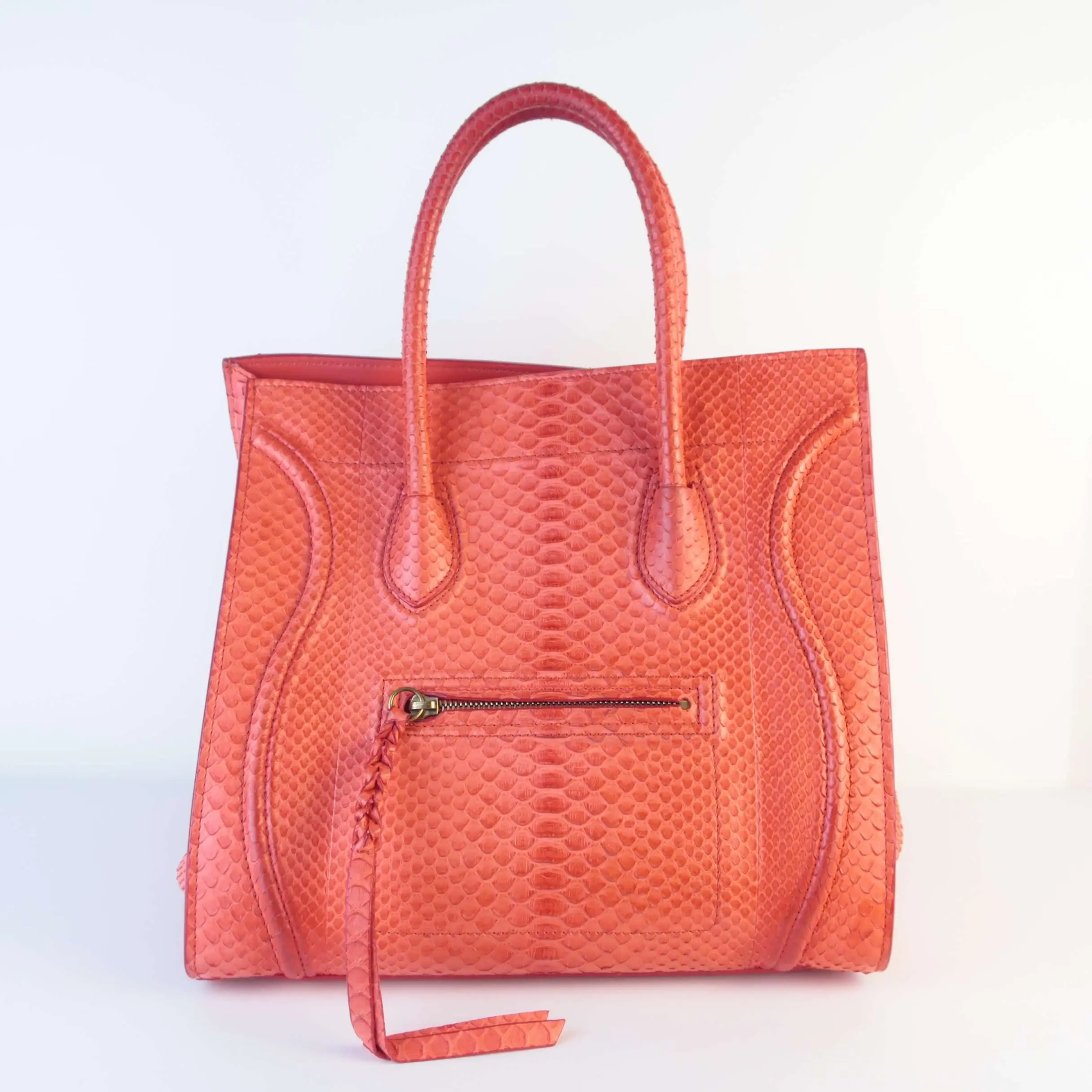 Celine Orange Python Medium Phantom Luggage Tote Bag - Image 3