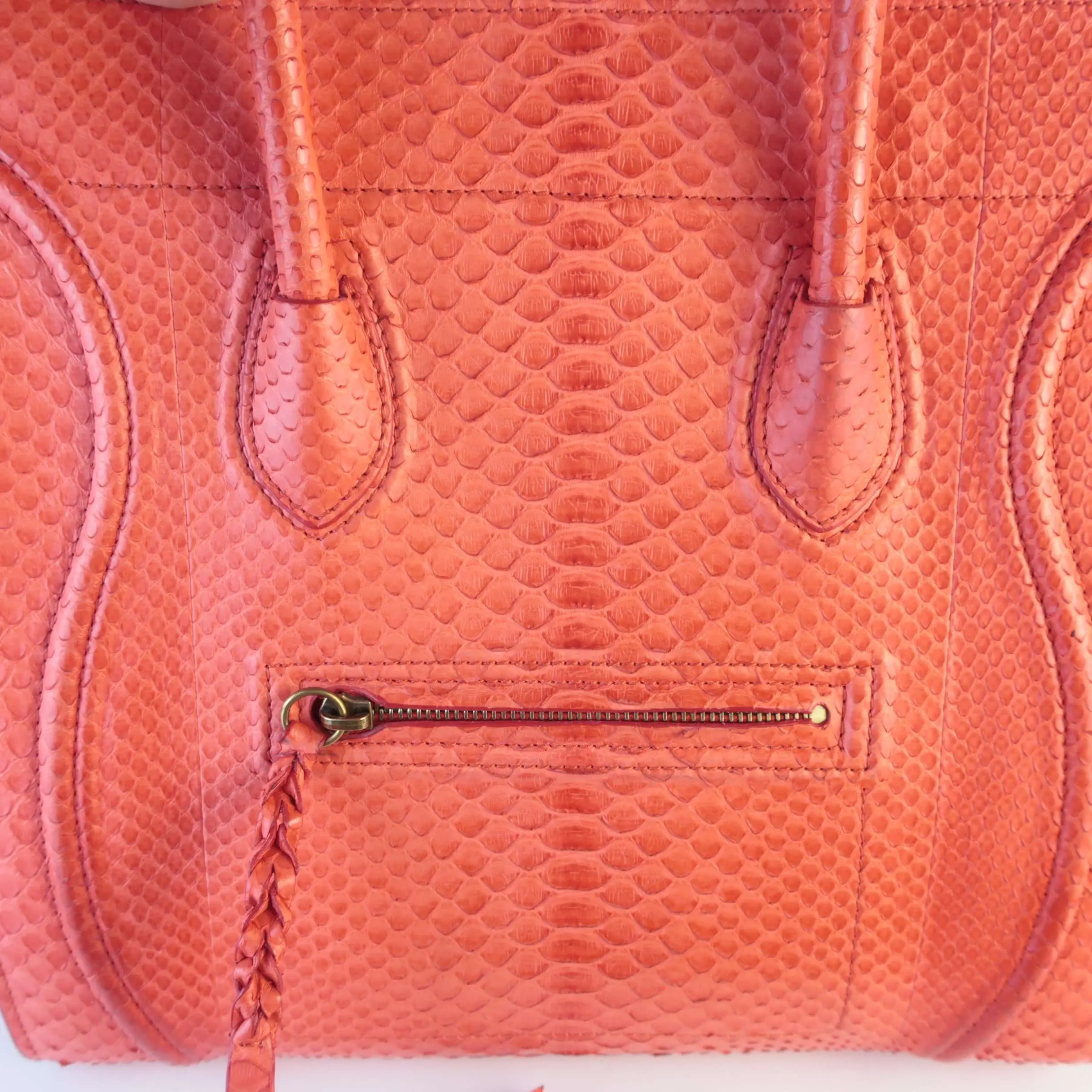 Celine Orange Python Medium Phantom Luggage Tote Bag - Image 4