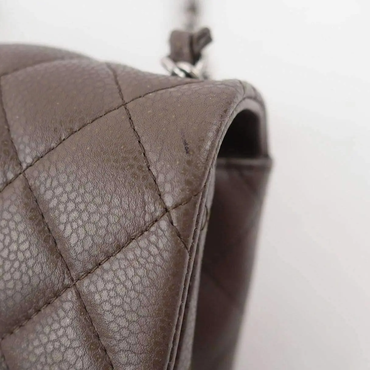 Chanel Brown Quilted Caviar Leather Classic Square Mini Flap Bag - Image 10