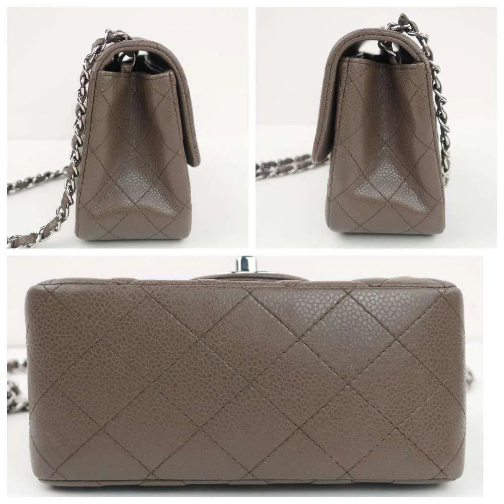 Chanel Brown Quilted Caviar Leather Classic Square Mini Flap Bag - Image 14