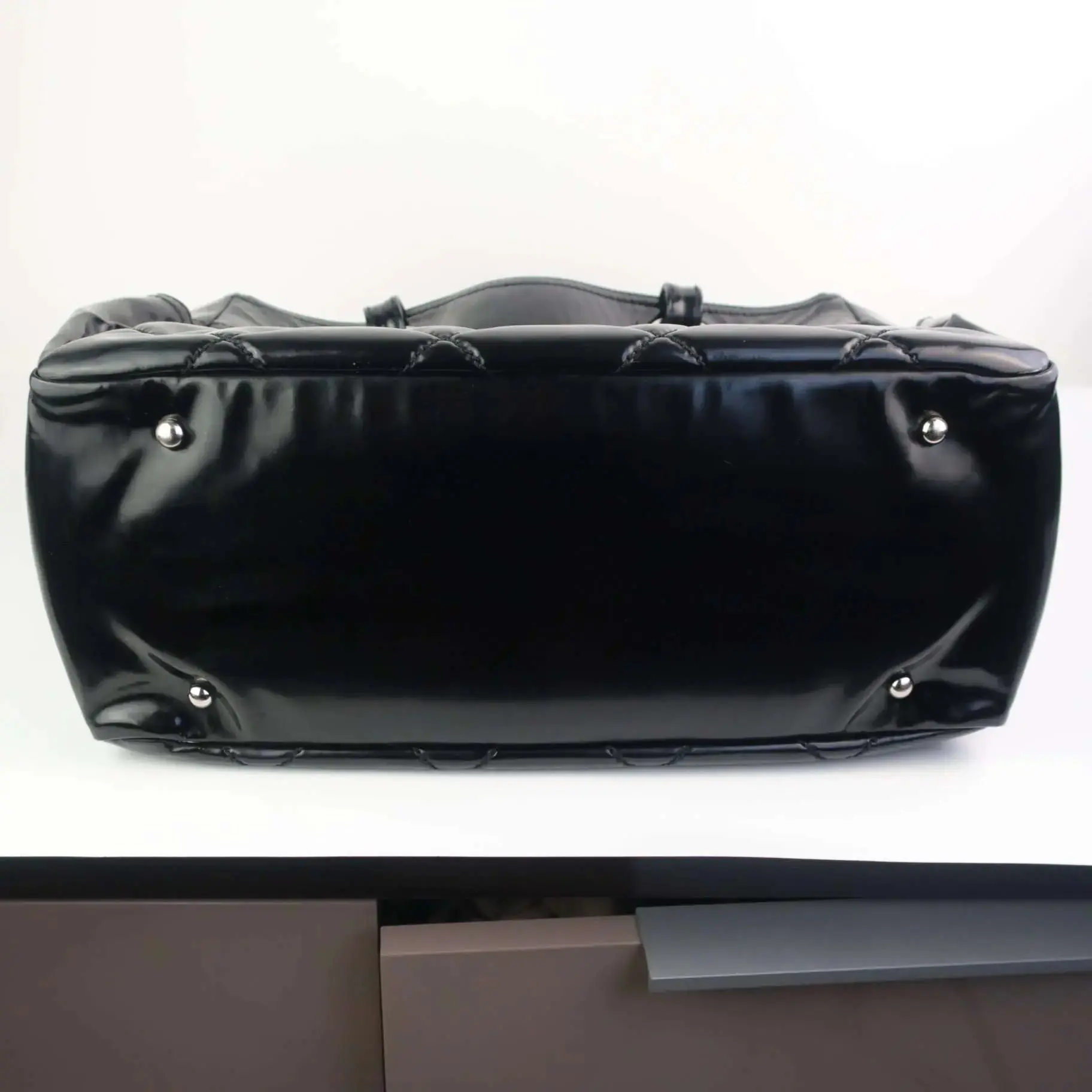 Chanel Black Patent Leather Biarritz Tote Bag - Image 4