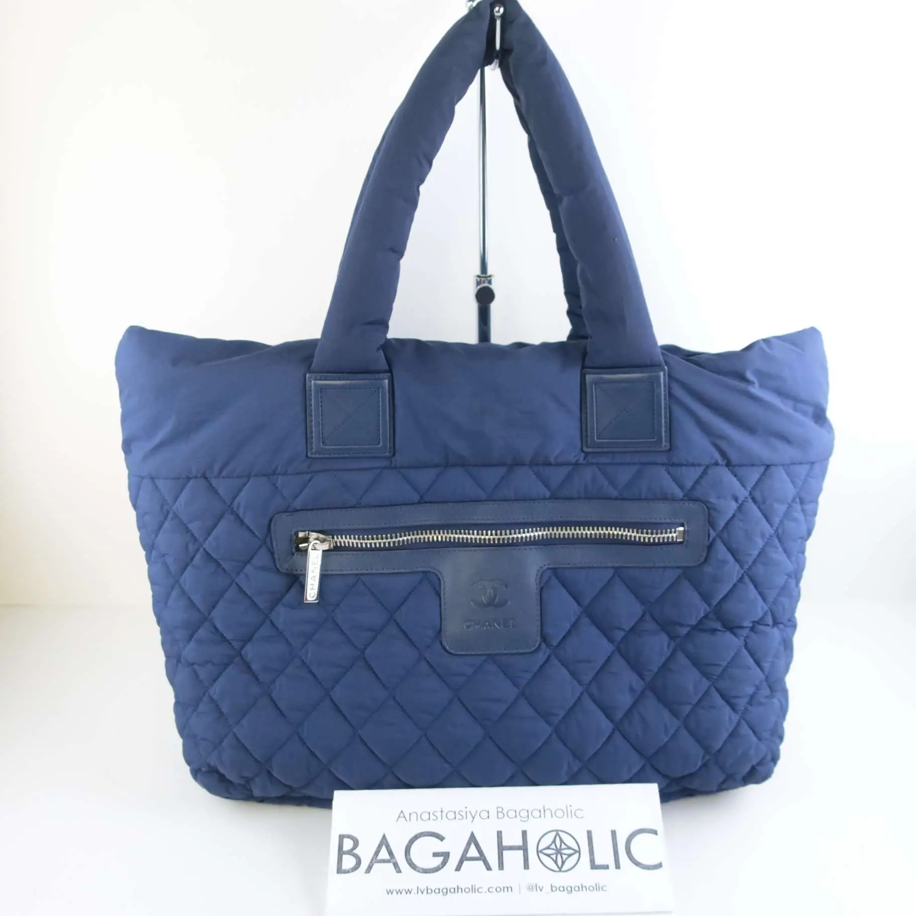 Chanel Blue Khaki Nylon Reversible Cocoon Tote Bag - Image 3