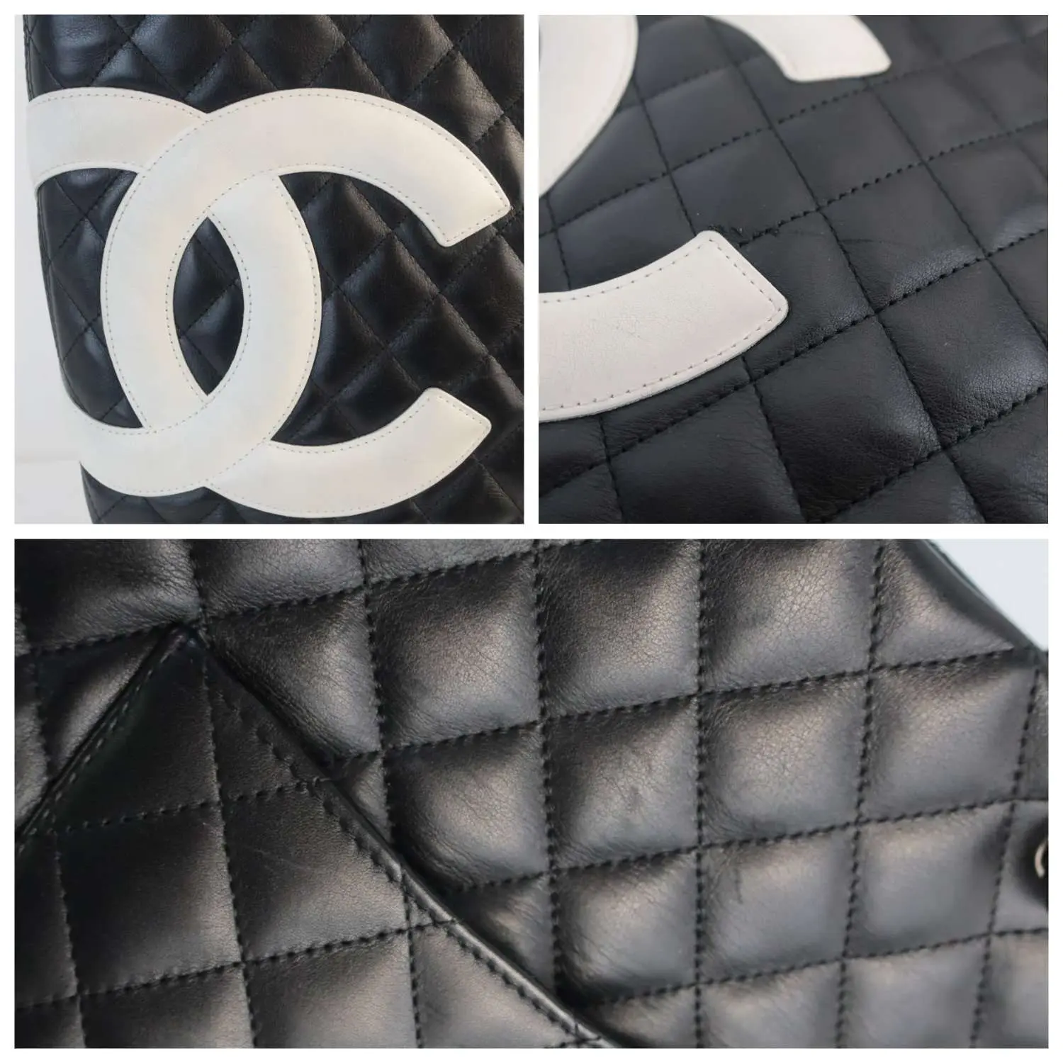 Chanel Cambon Quilted Black and White Small Tote Bag - Image 13