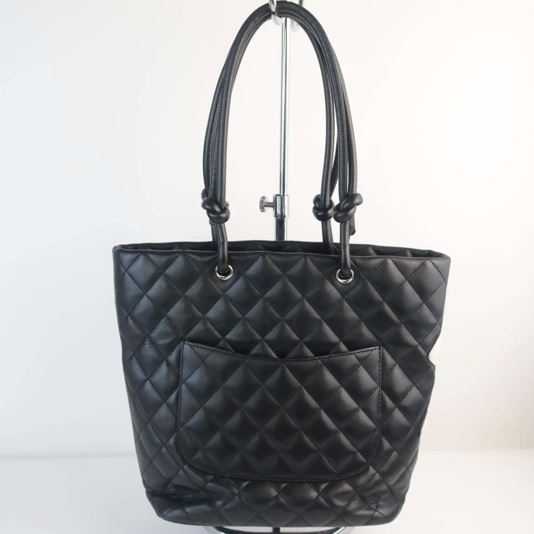 Chanel Cambon Quilted Black and White Small Tote Bag - Image 3