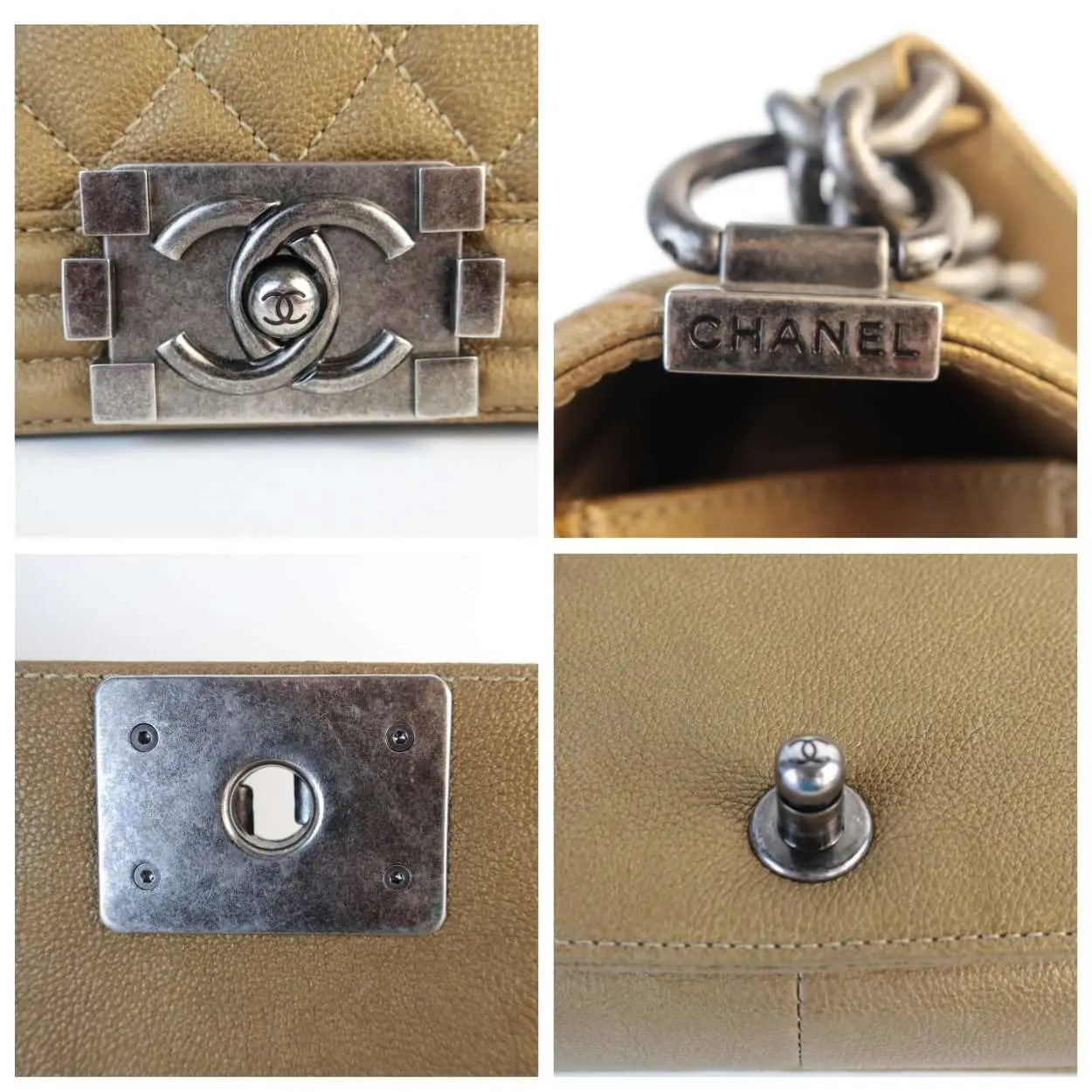 Chanel Gold Medium Boy Ruthenium Hardware Bag - Image 10