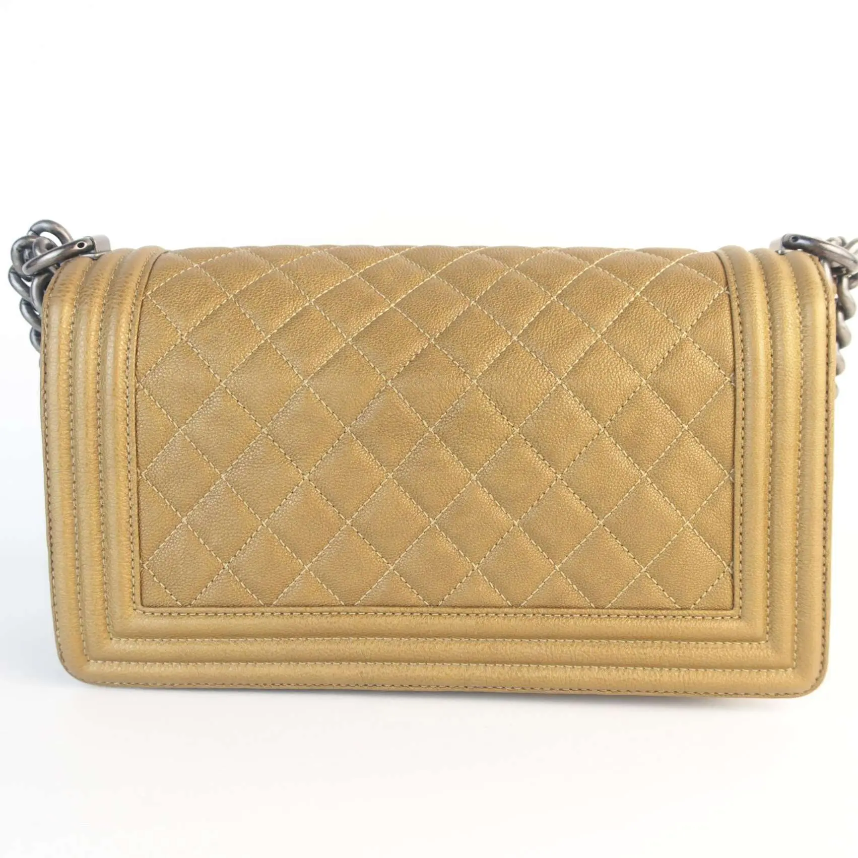 Chanel Gold Medium Boy Ruthenium Hardware Bag - Image 3