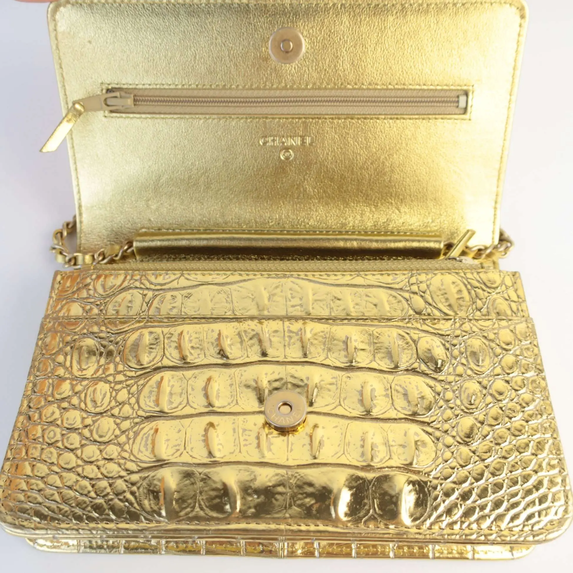Chanel Runway Metallic Crocodile Embossed WOC - Image 13