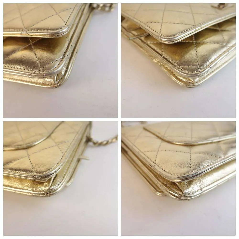 Chanel Aged Calfskin Metallic Gold 2.55 Wallet On Chain (WOC) - Image 10