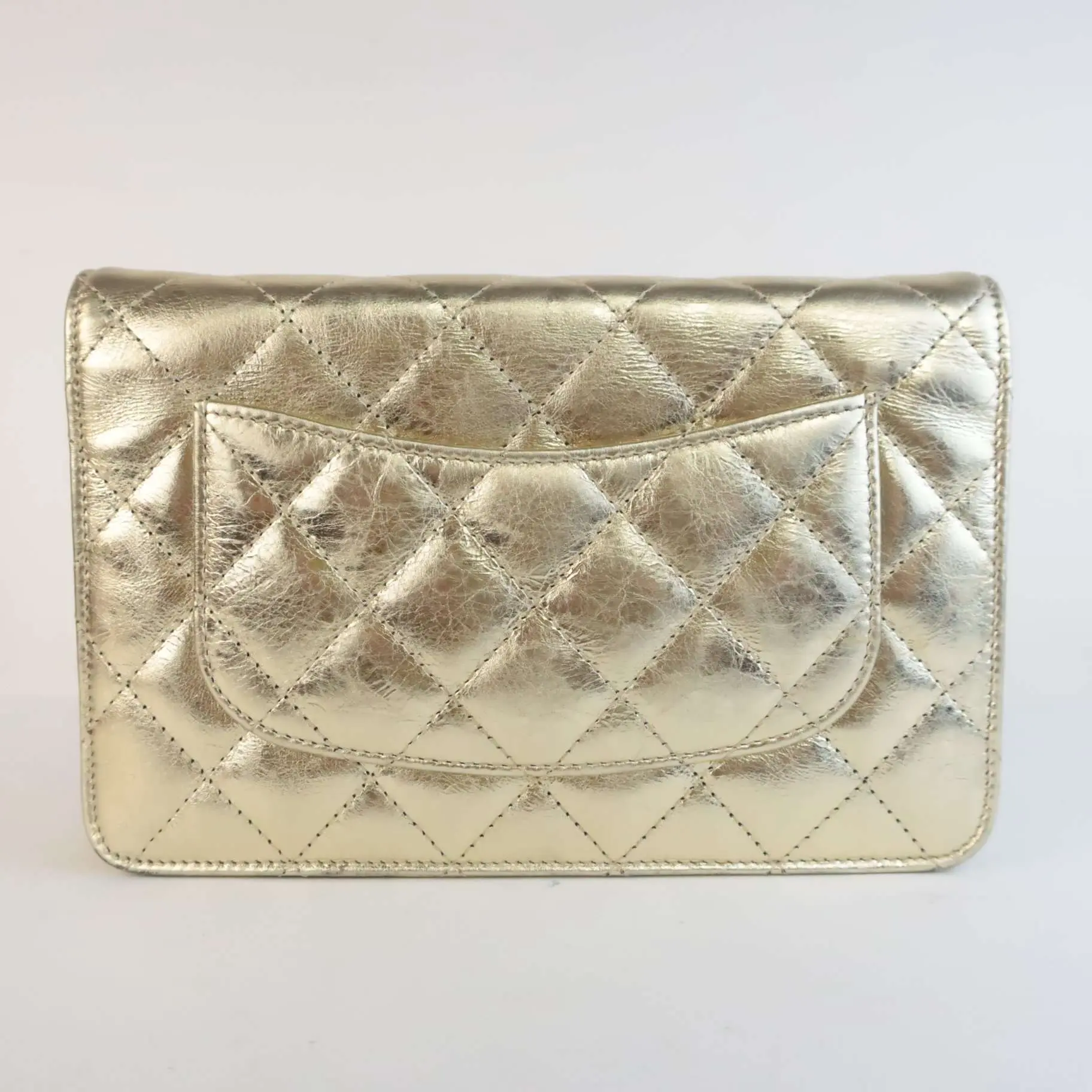 Chanel Aged Calfskin Metallic Gold 2.55 Wallet On Chain (WOC) - Image 5