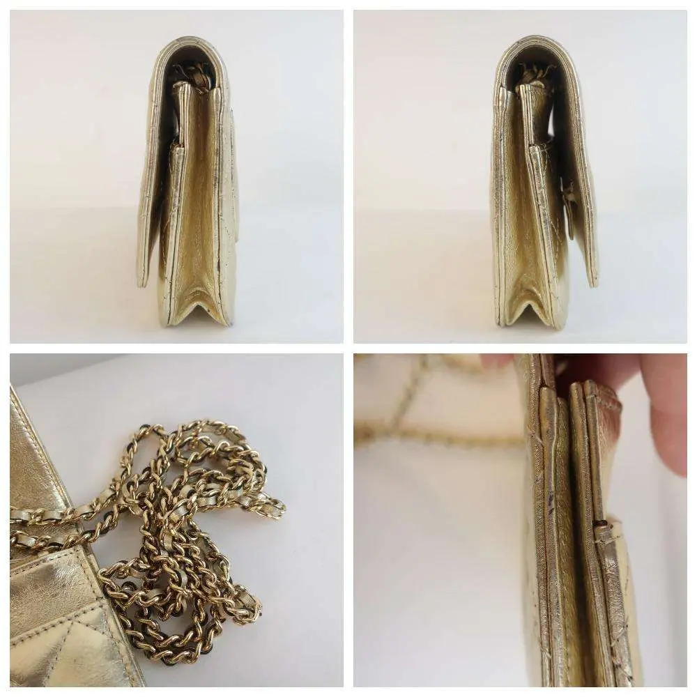 Chanel Aged Calfskin Metallic Gold 2.55 Wallet On Chain (WOC) - Image 9