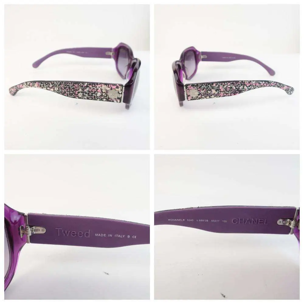 Chanel Tweed Purple/Pink Sunglasses - Image 4