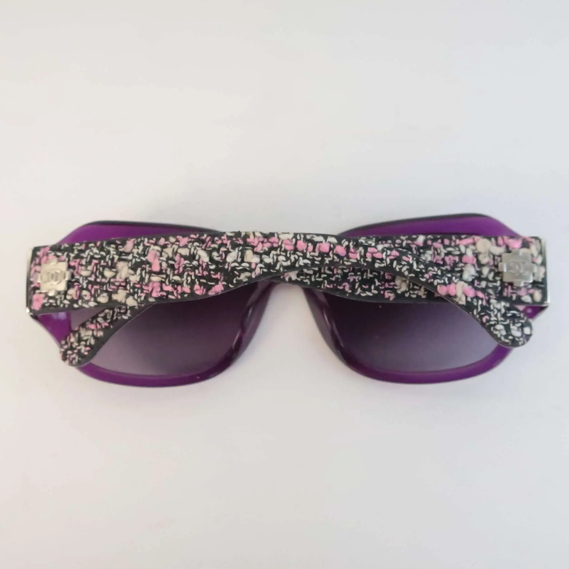 Chanel Tweed Purple/Pink Sunglasses - Image 5