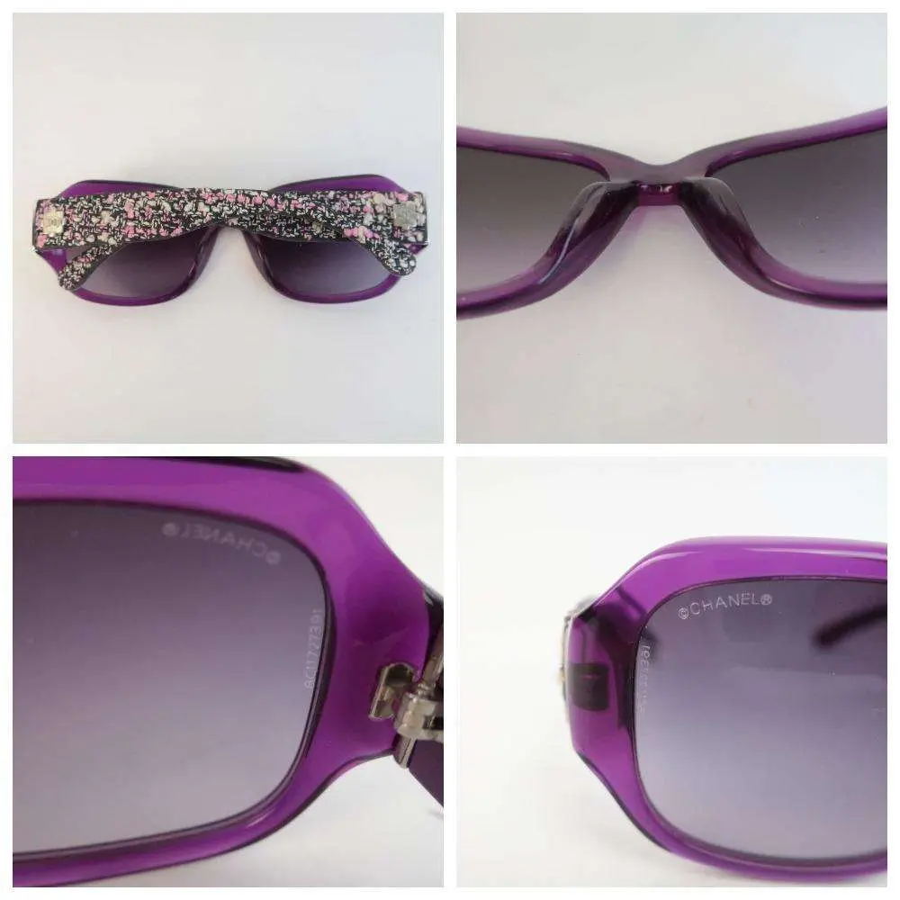 Chanel Tweed Purple/Pink Sunglasses - Image 7