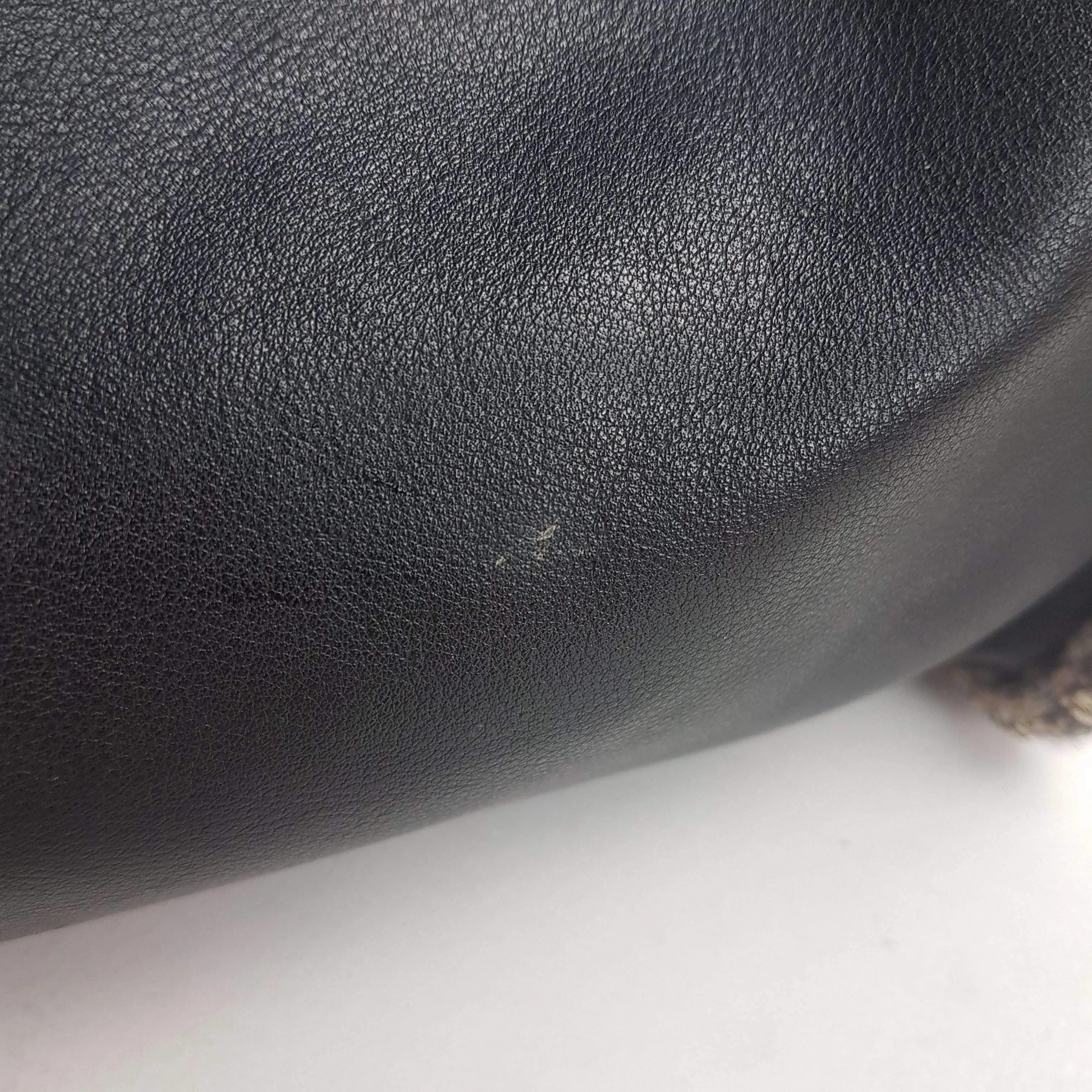 Chanel Vintage Black Leather Bowler Tweed Trim Bag - Image 21