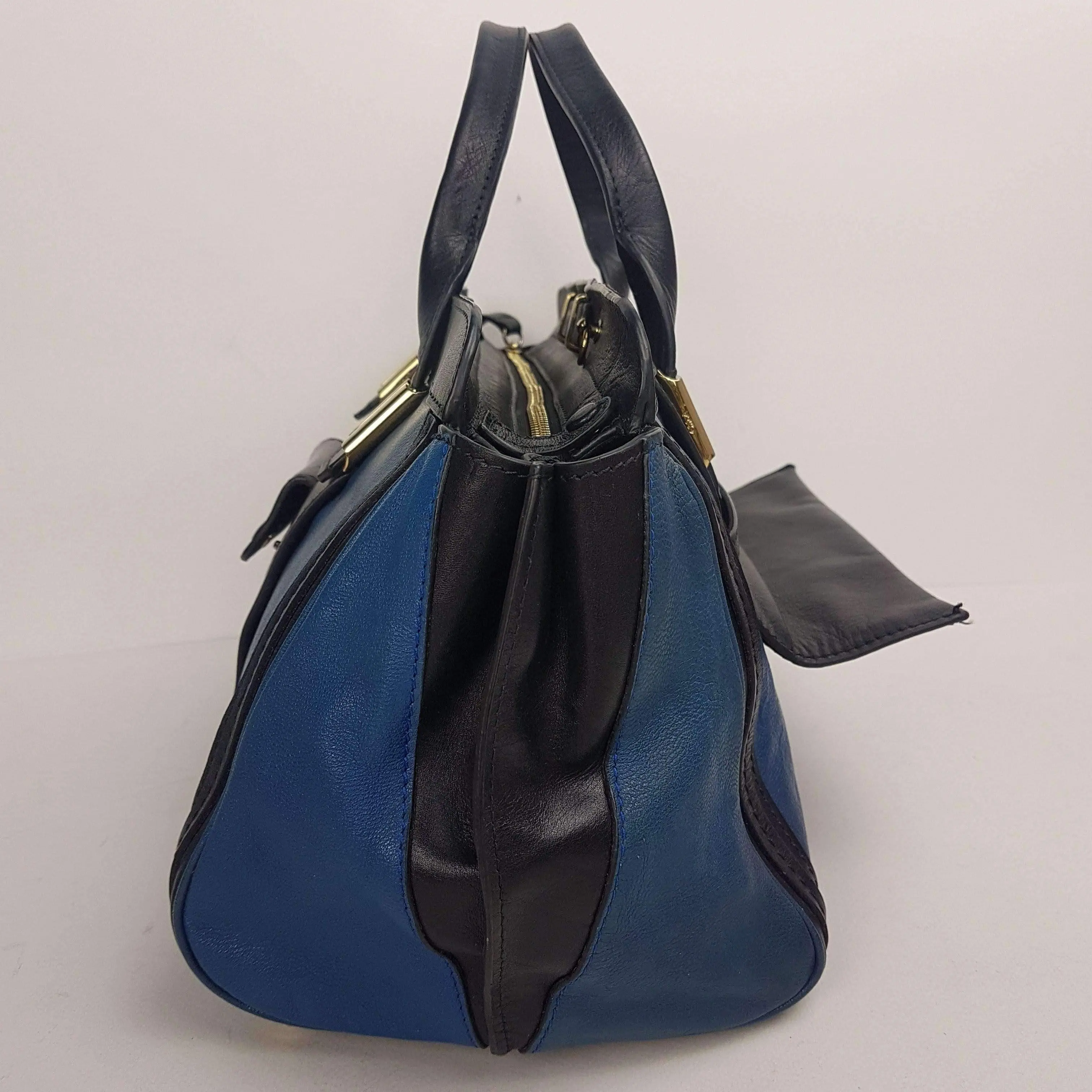 Chloe Blue/Black Leather Medium Alice Satchel Bag - Image 102