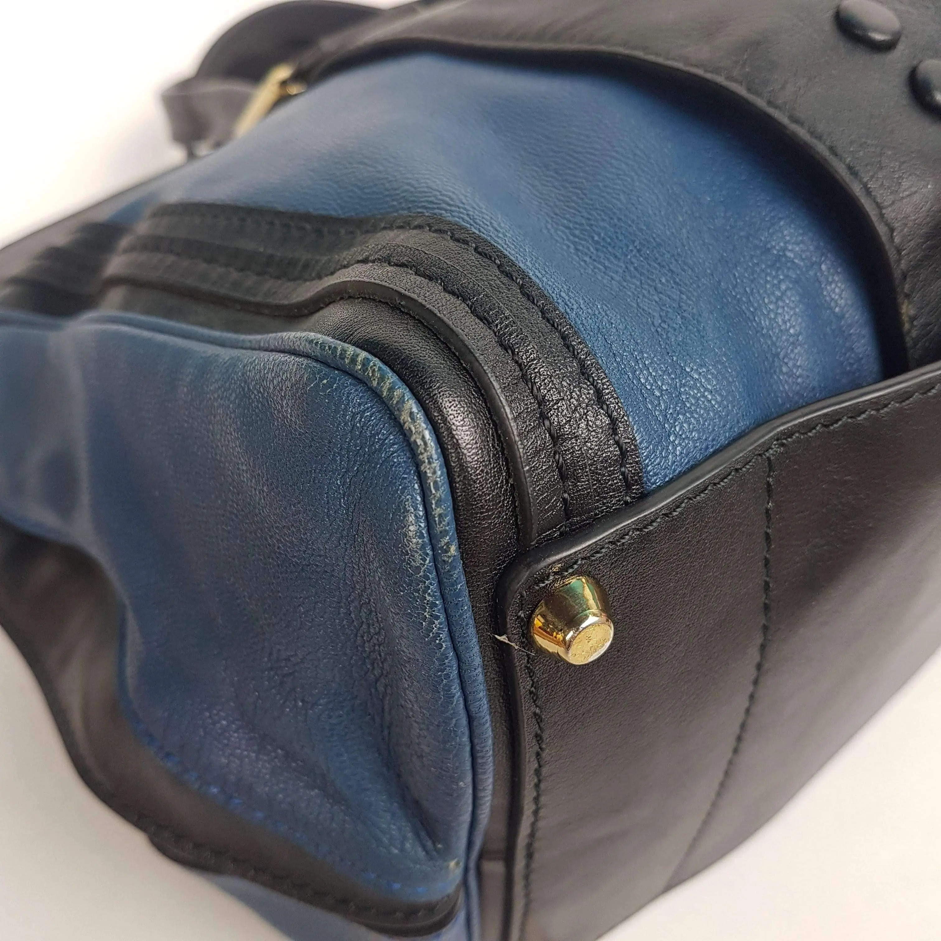 Chloe Blue/Black Leather Medium Alice Satchel Bag - Image 110