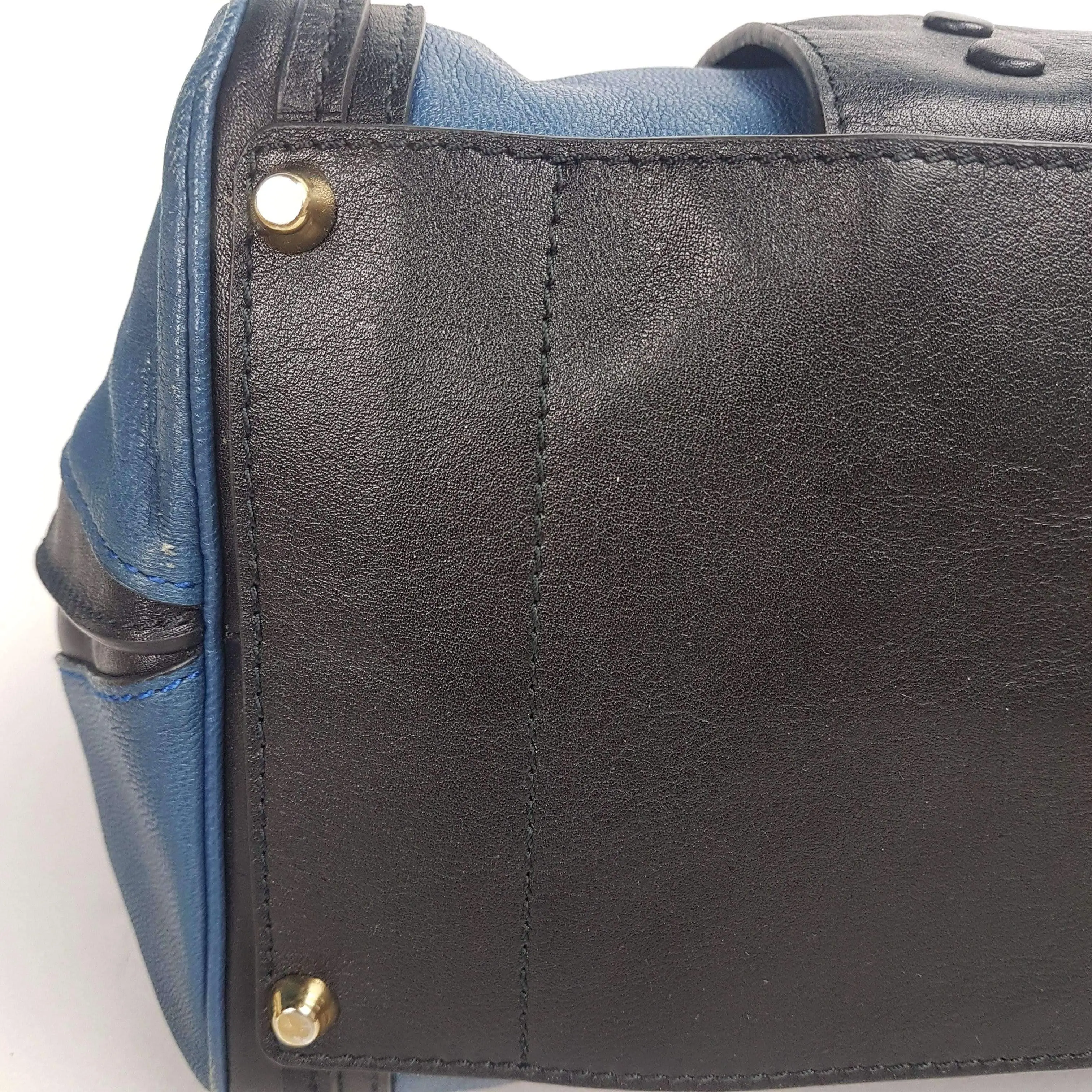 Chloe Blue/Black Leather Medium Alice Satchel Bag - Image 123