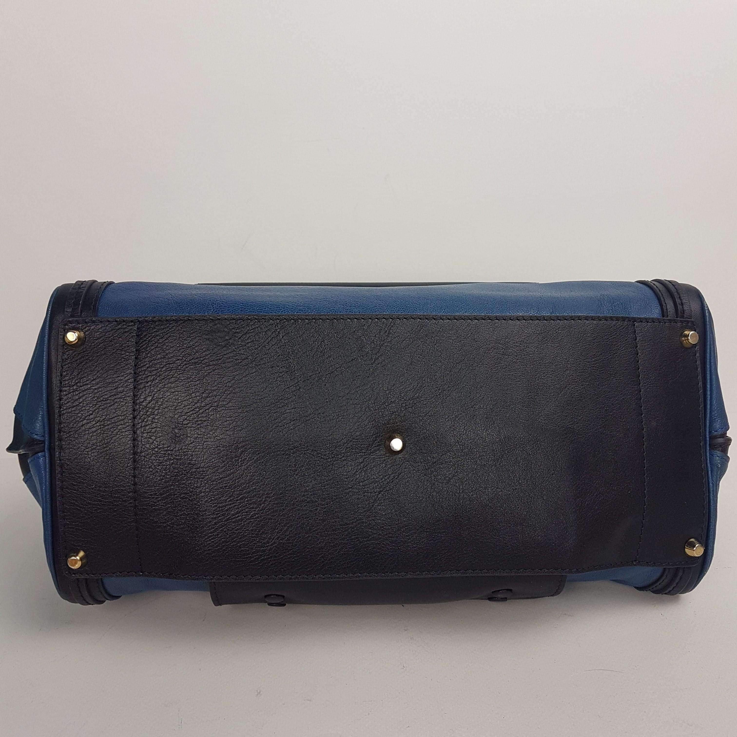 Chloe Blue/Black Leather Medium Alice Satchel Bag - Image 130