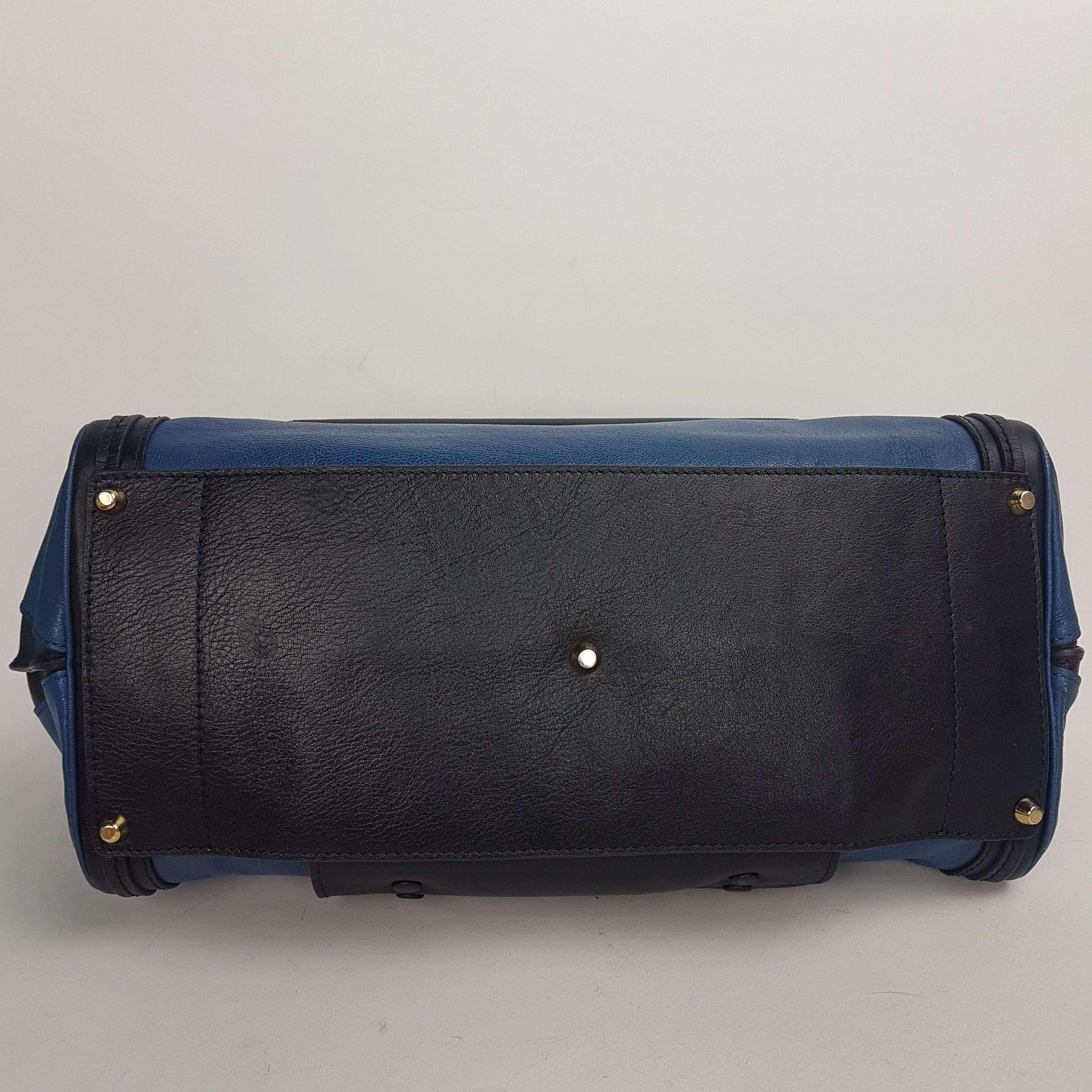 Chloe Blue/Black Leather Medium Alice Satchel Bag - Image 155
