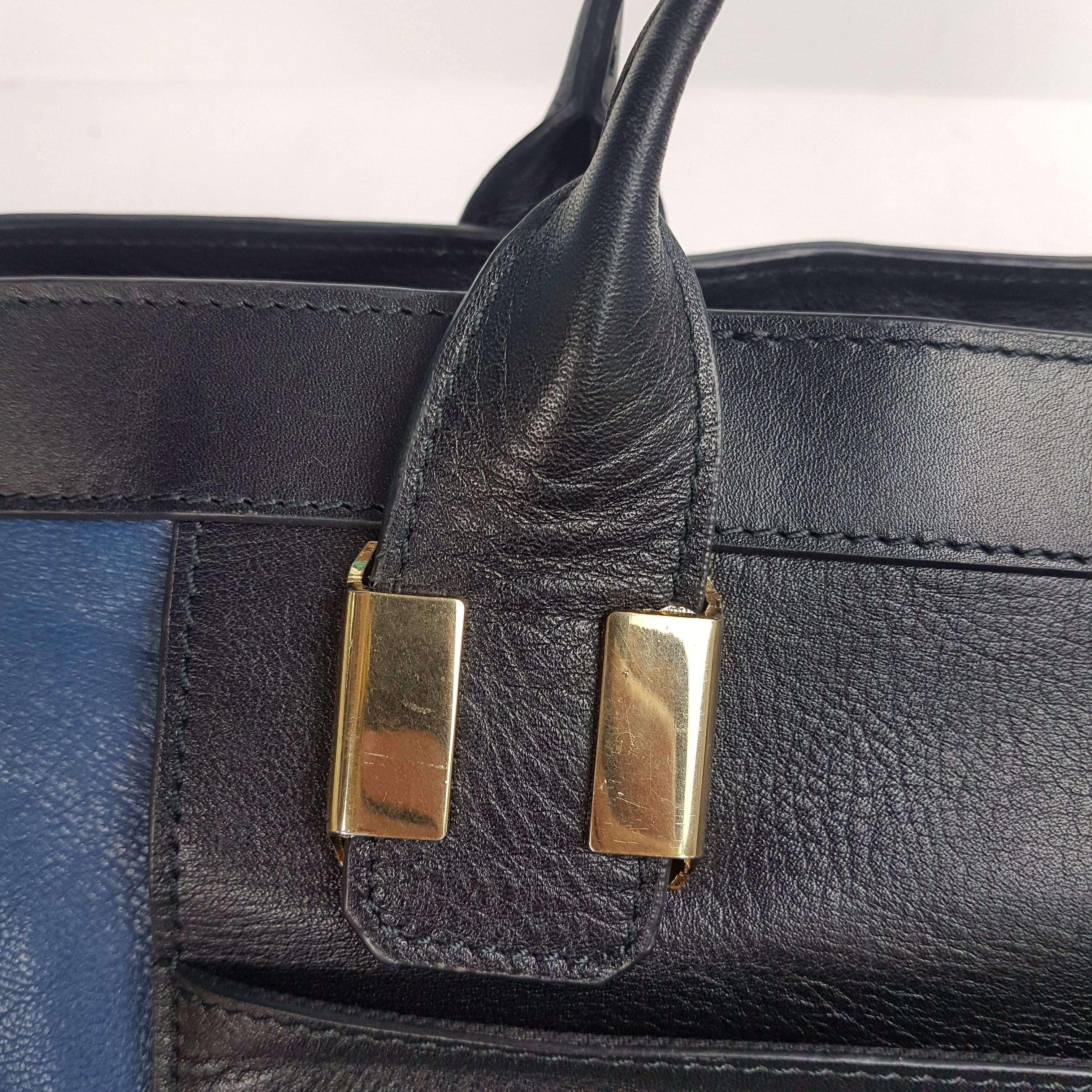 Chloe Blue/Black Leather Medium Alice Satchel Bag - Image 168