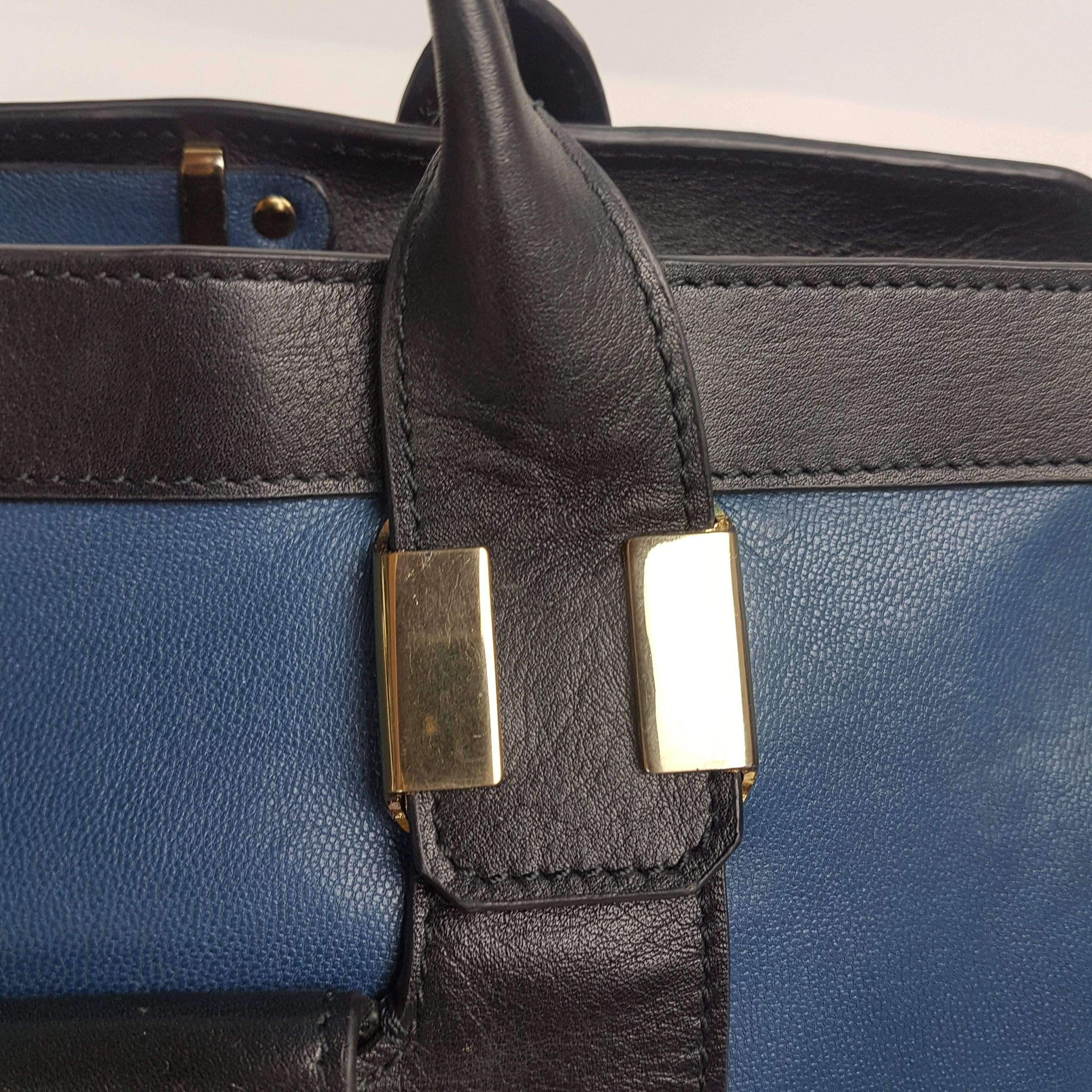 Chloe Blue/Black Leather Medium Alice Satchel Bag - Image 169