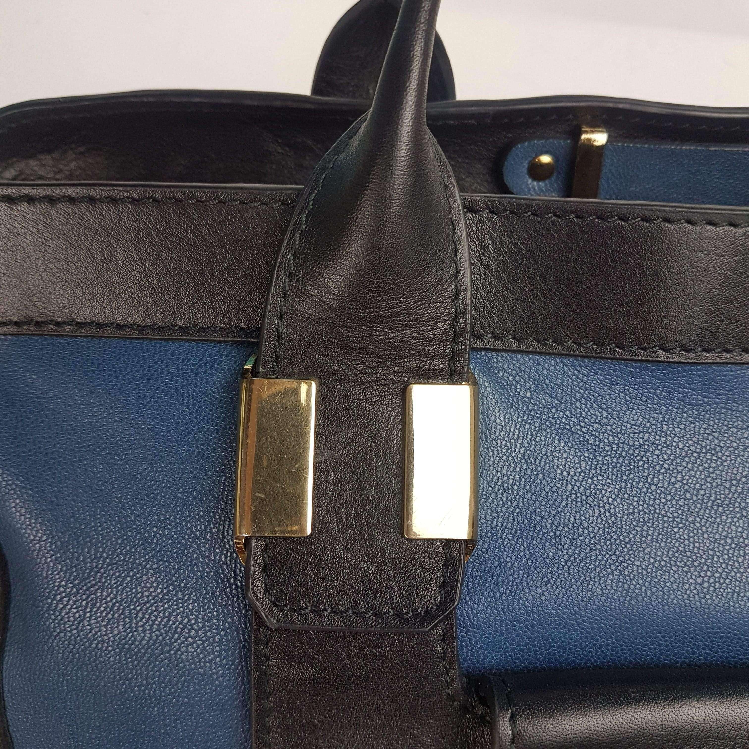 Chloe Blue/Black Leather Medium Alice Satchel Bag - Image 170