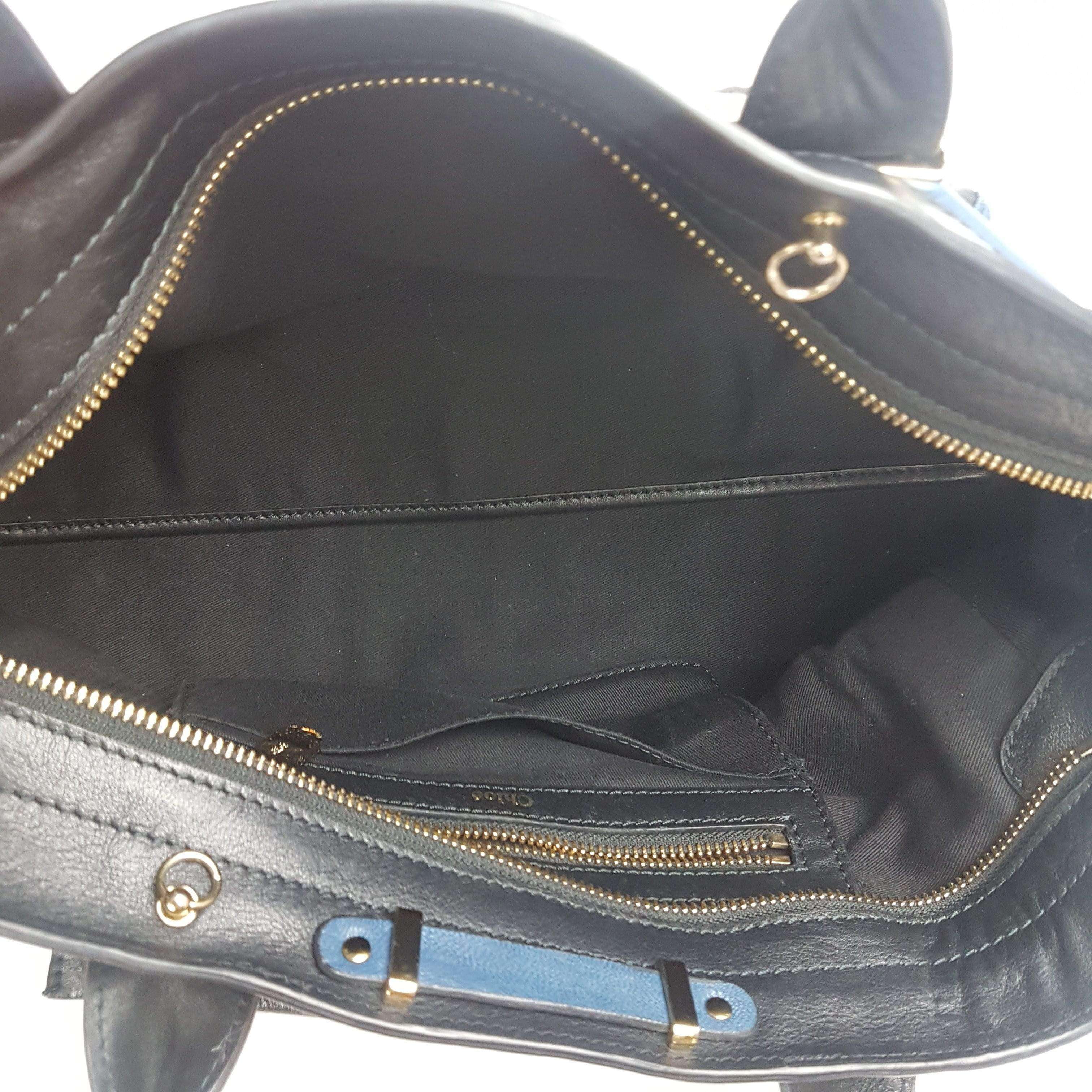 Chloe Blue/Black Leather Medium Alice Satchel Bag - Image 187