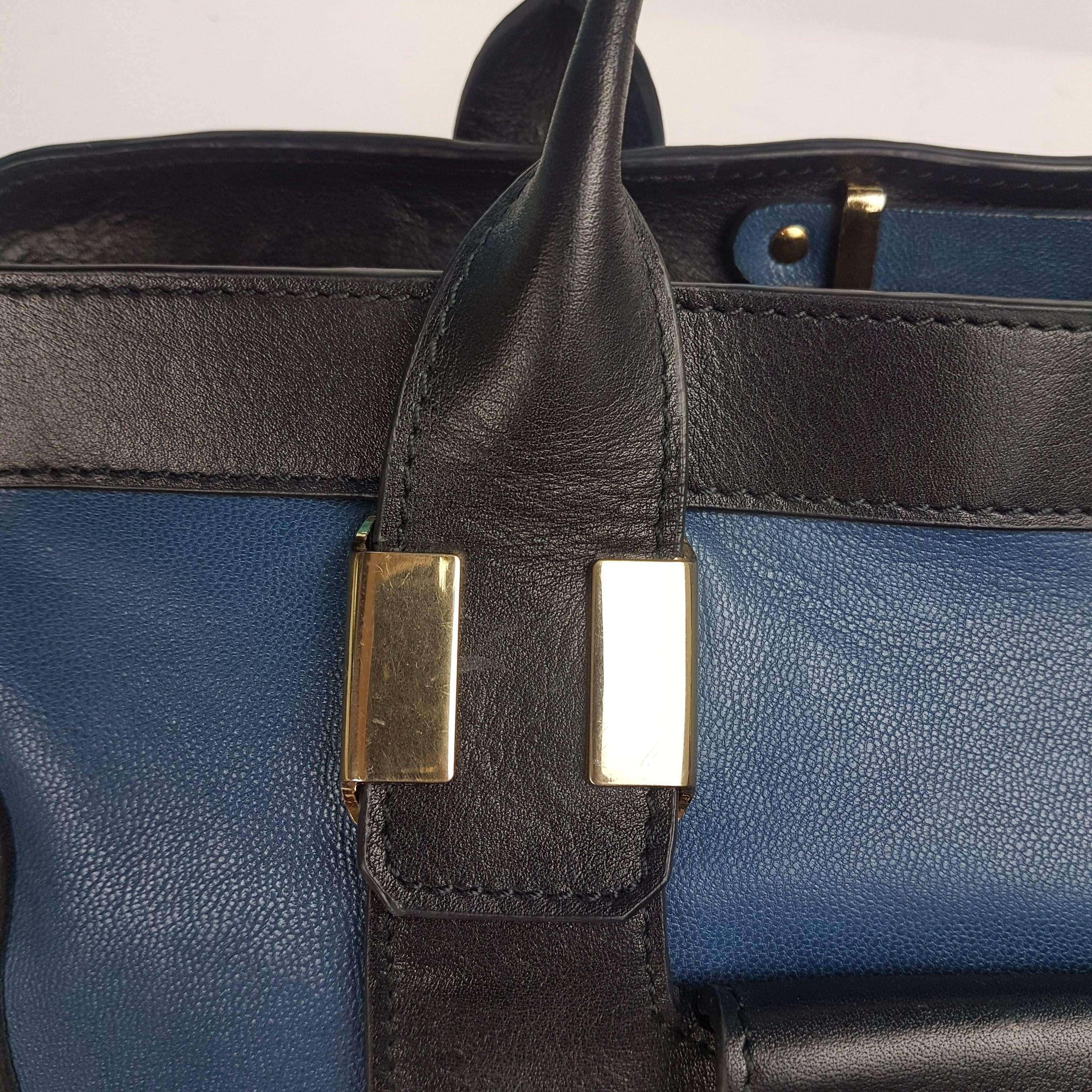 Chloe Blue/Black Leather Medium Alice Satchel Bag - Image 193