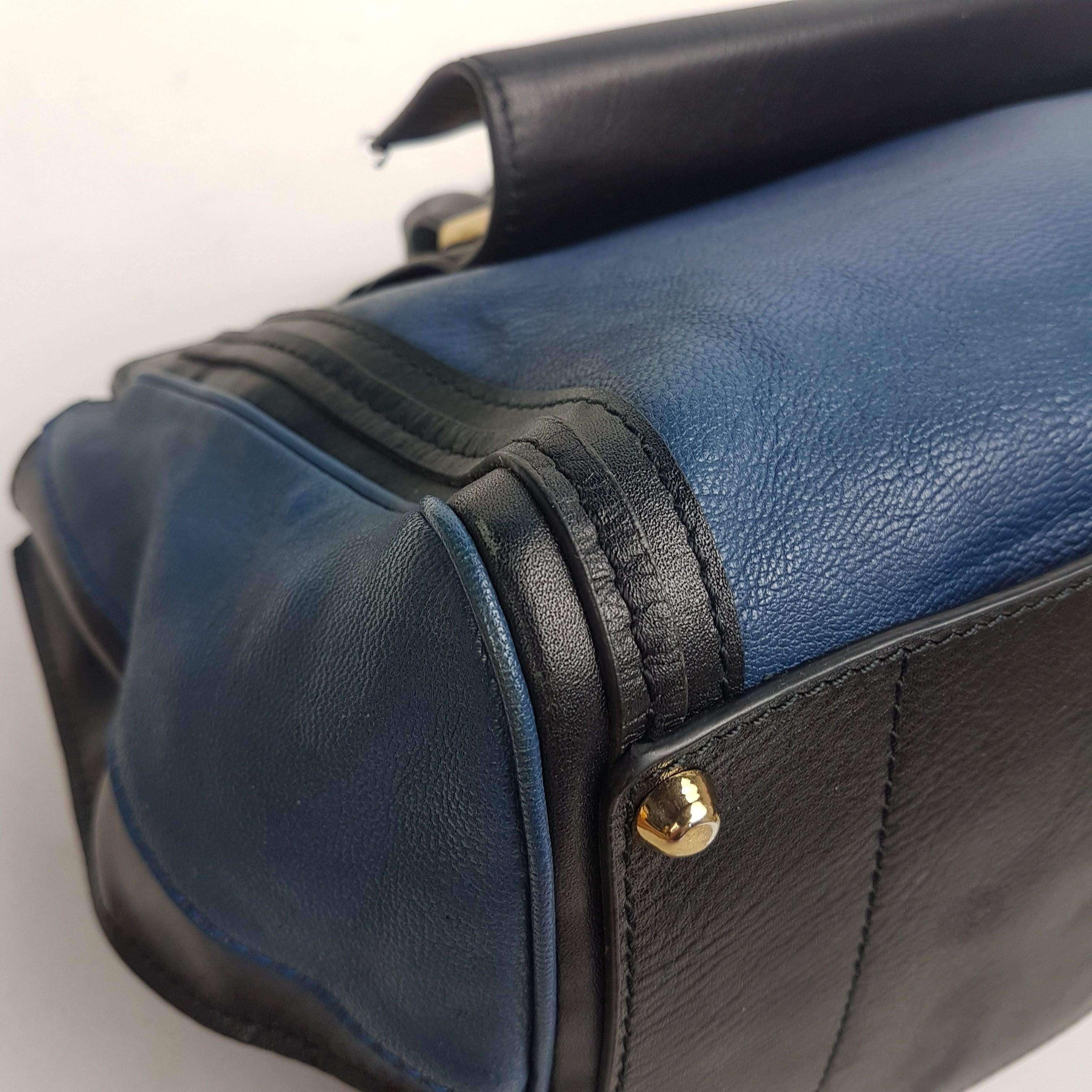 Chloe Blue/Black Leather Medium Alice Satchel Bag - Image 206