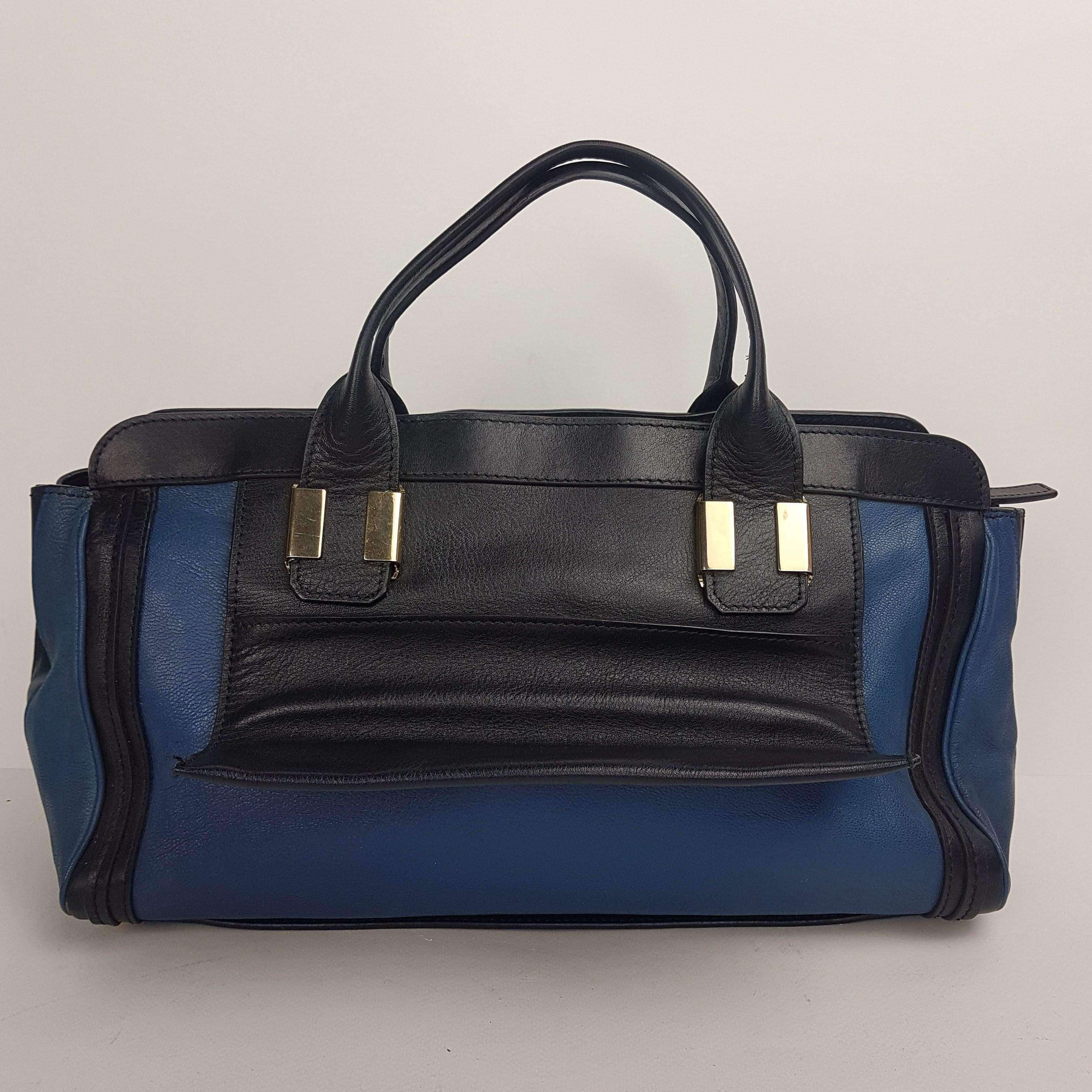 Chloe Blue/Black Leather Medium Alice Satchel Bag - Image 209
