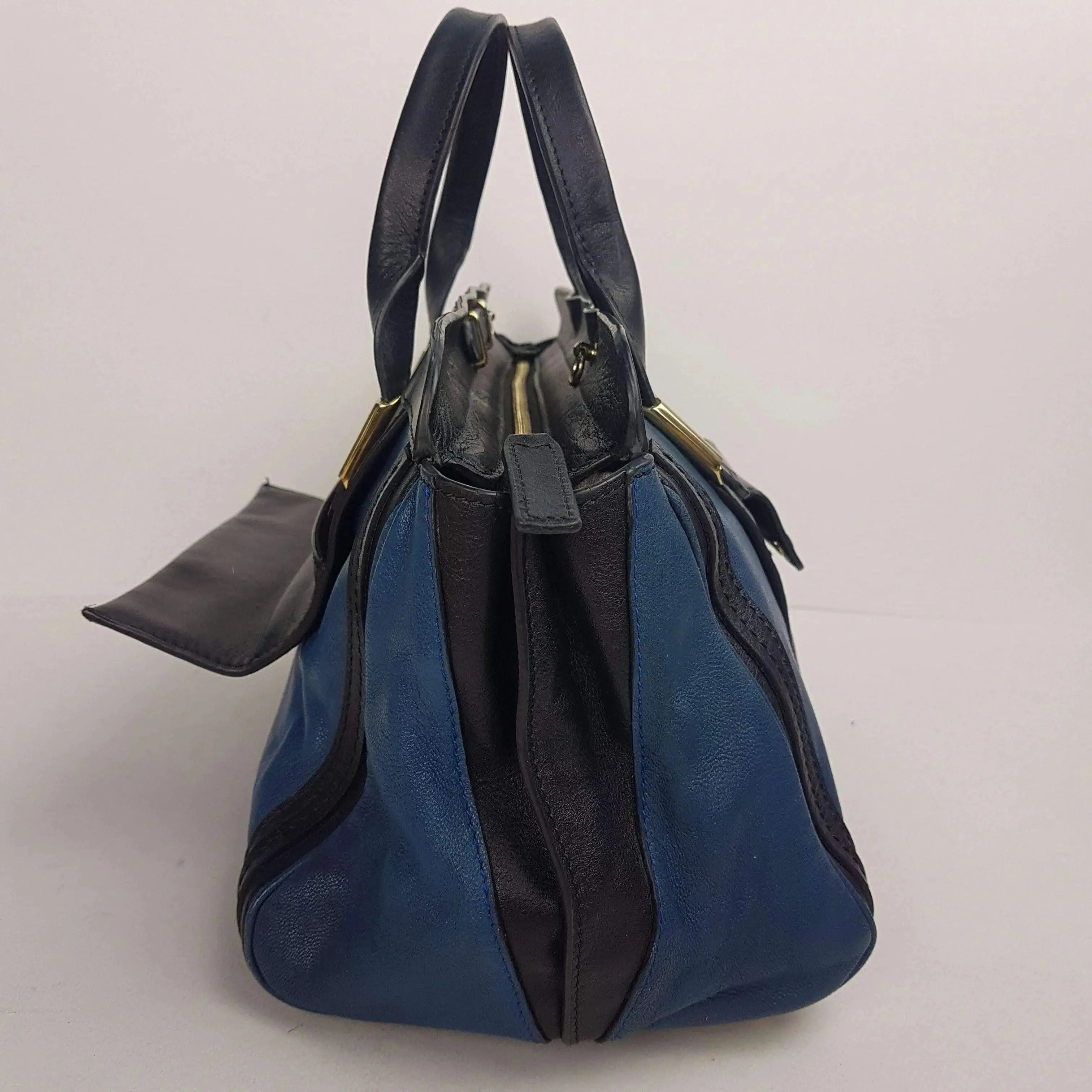 Chloe Blue/Black Leather Medium Alice Satchel Bag - Image 21