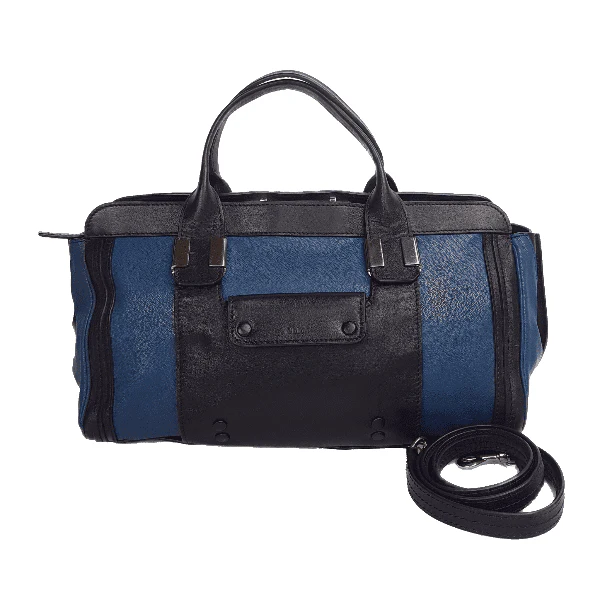 Chloe Blue/Black Leather Medium Alice Satchel Bag - Image 211