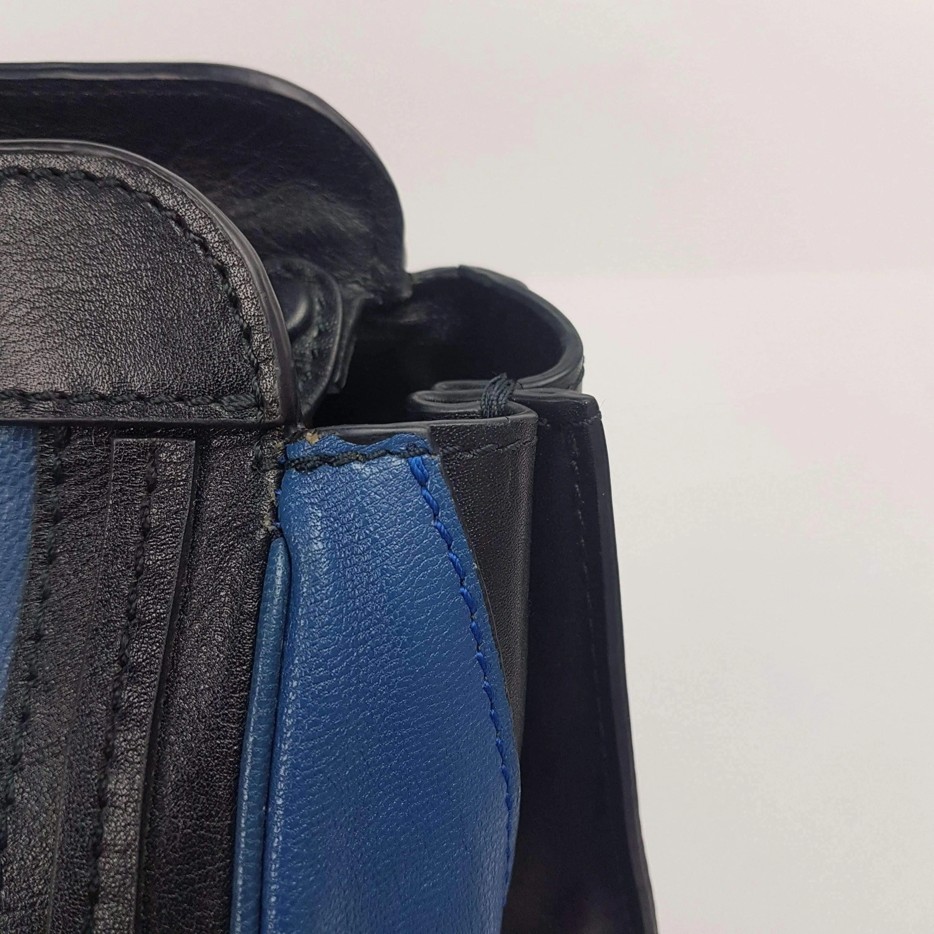 Chloe Blue/Black Leather Medium Alice Satchel Bag - Image 218