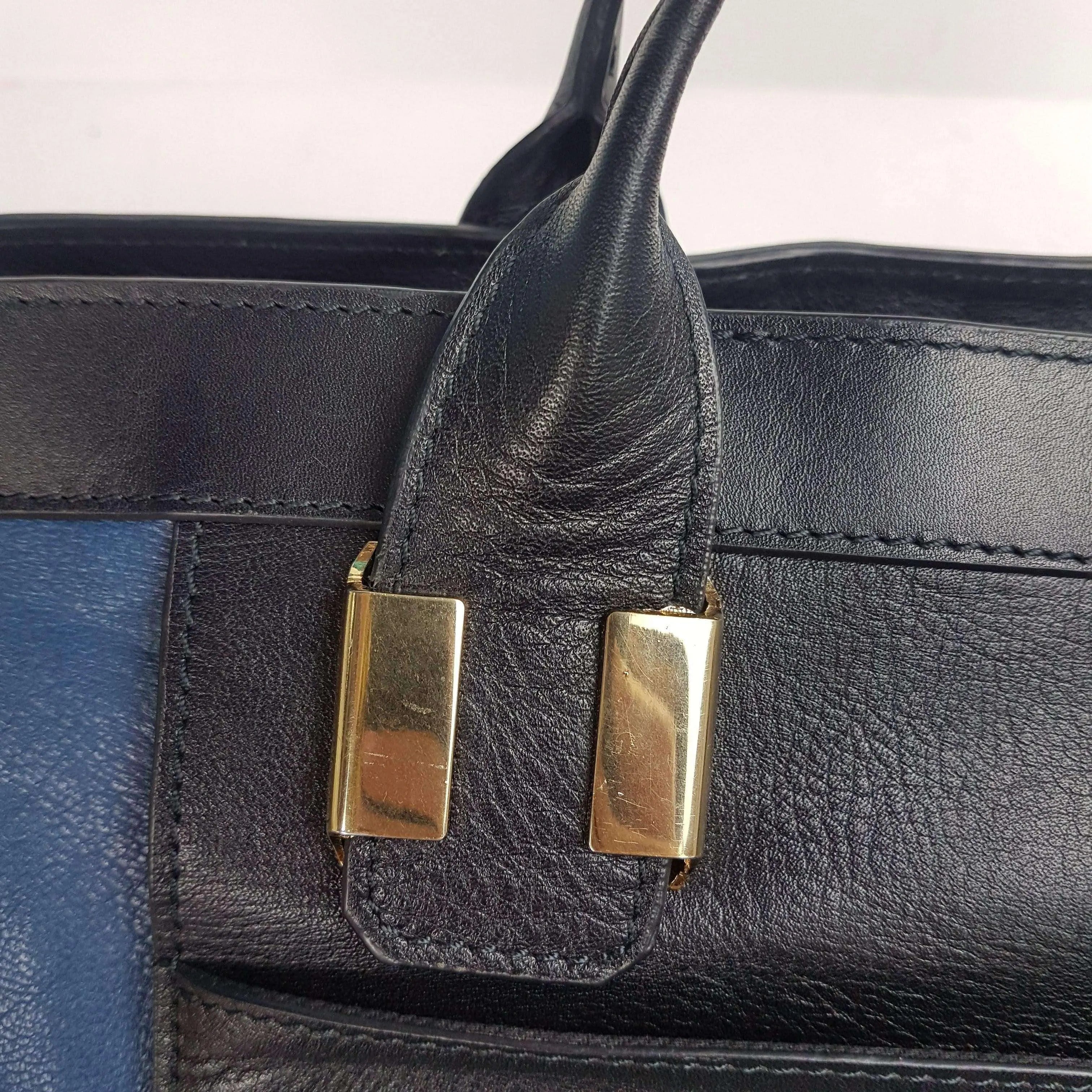 Chloe Blue/Black Leather Medium Alice Satchel Bag - Image 224