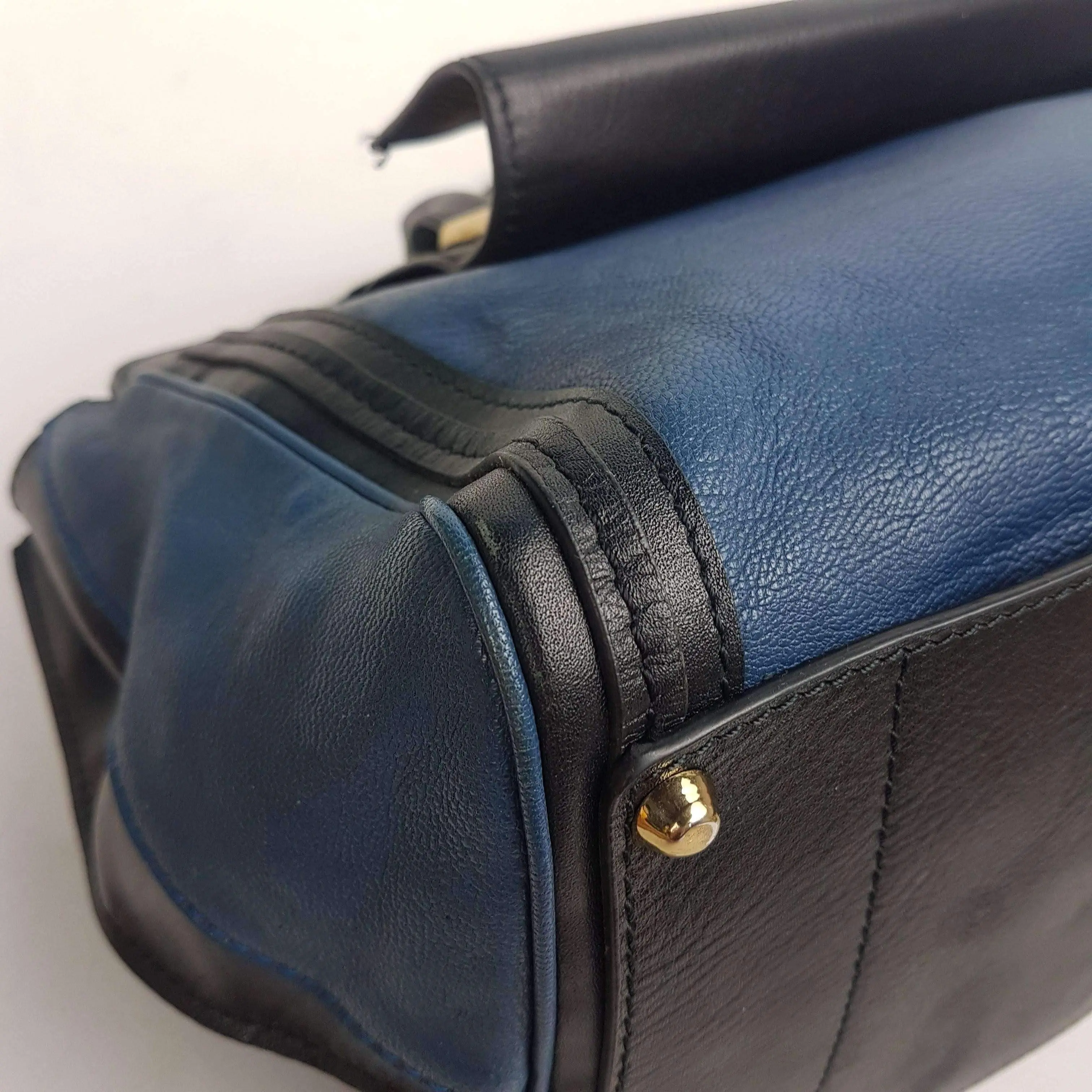 Chloe Blue/Black Leather Medium Alice Satchel Bag - Image 240