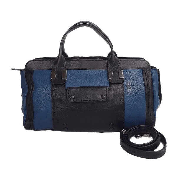 Chloe Blue/Black Leather Medium Alice Satchel Bag - Image 246