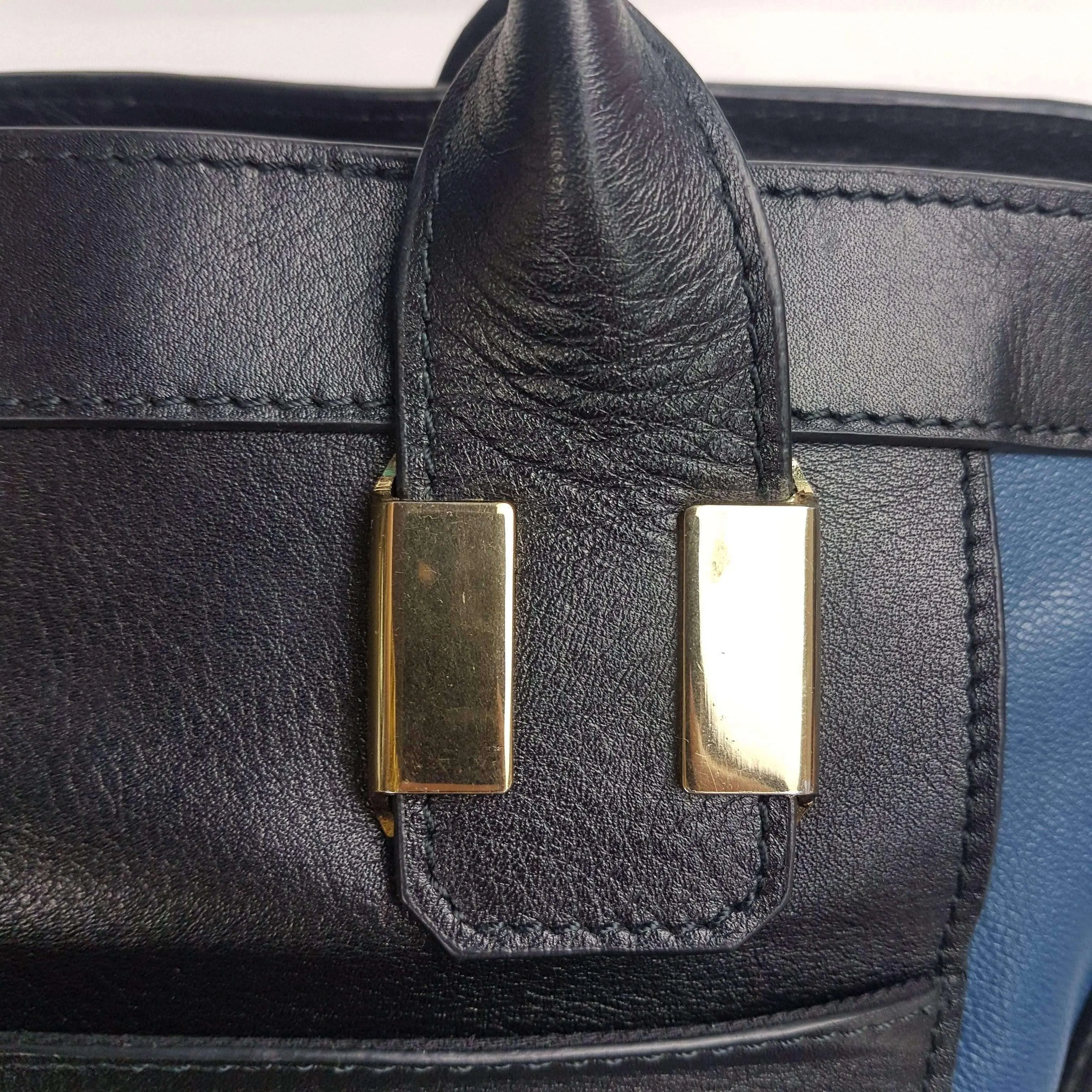 Chloe Blue/Black Leather Medium Alice Satchel Bag - Image 34