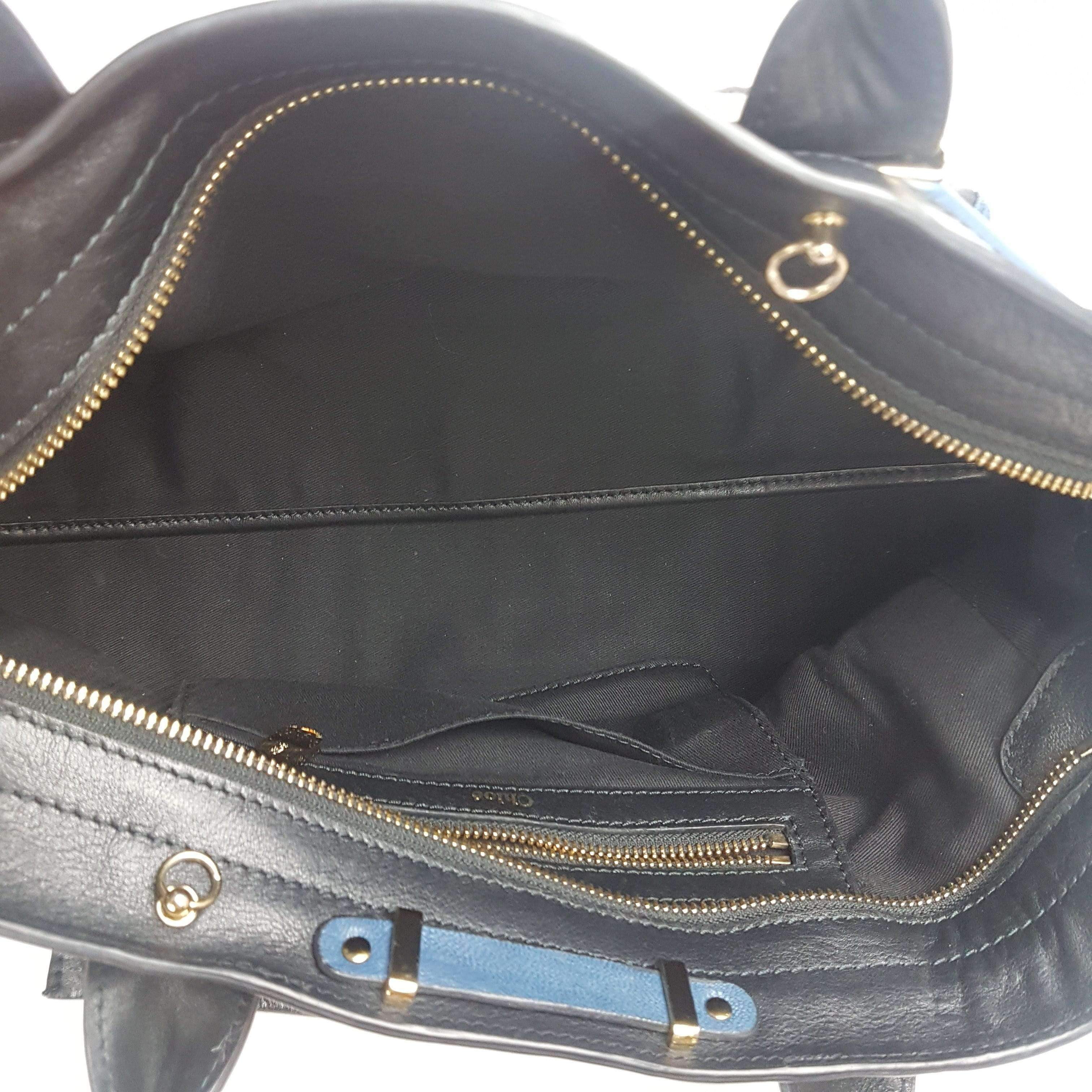 Chloe Blue/Black Leather Medium Alice Satchel Bag - Image 51