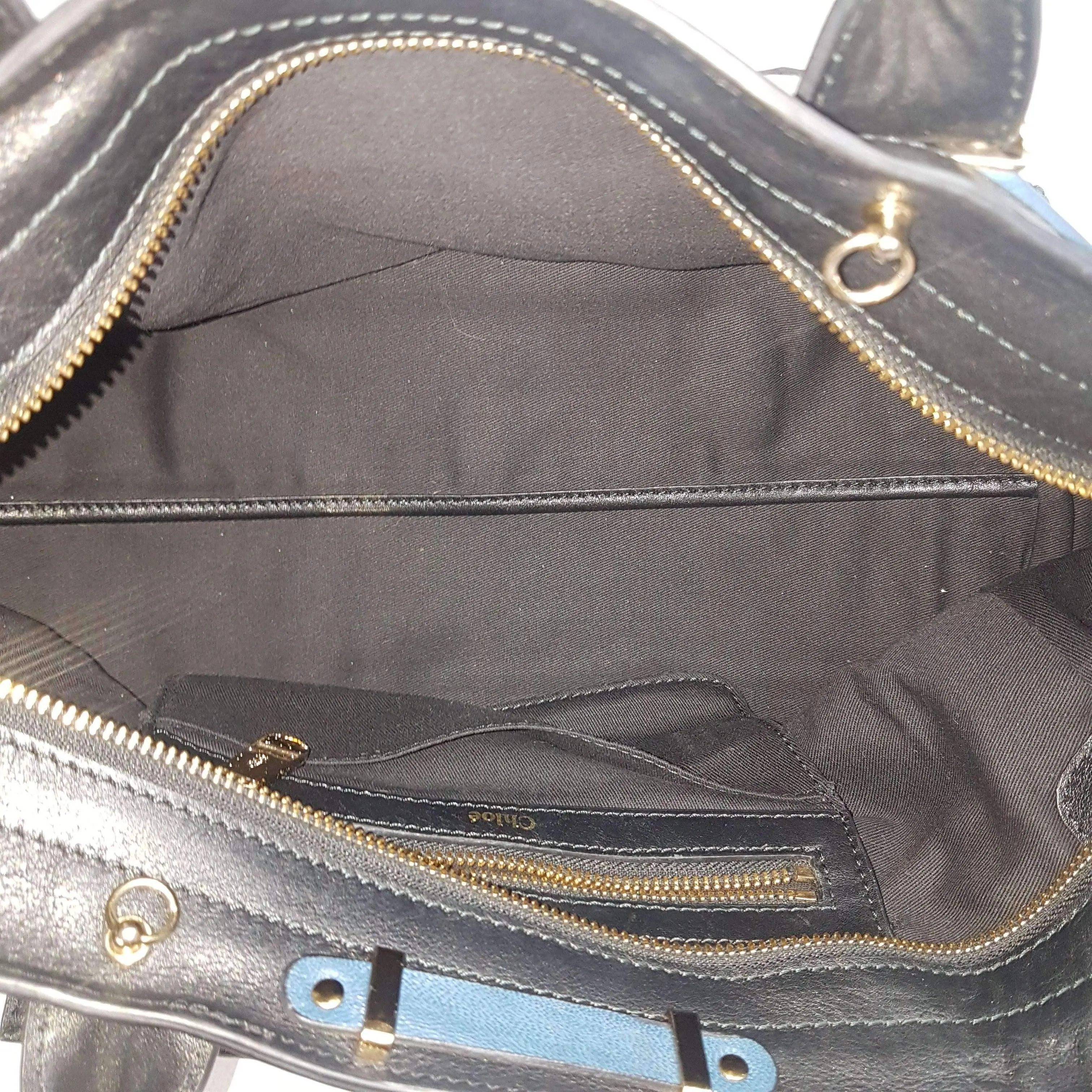 Chloe Blue/Black Leather Medium Alice Satchel Bag - Image 53