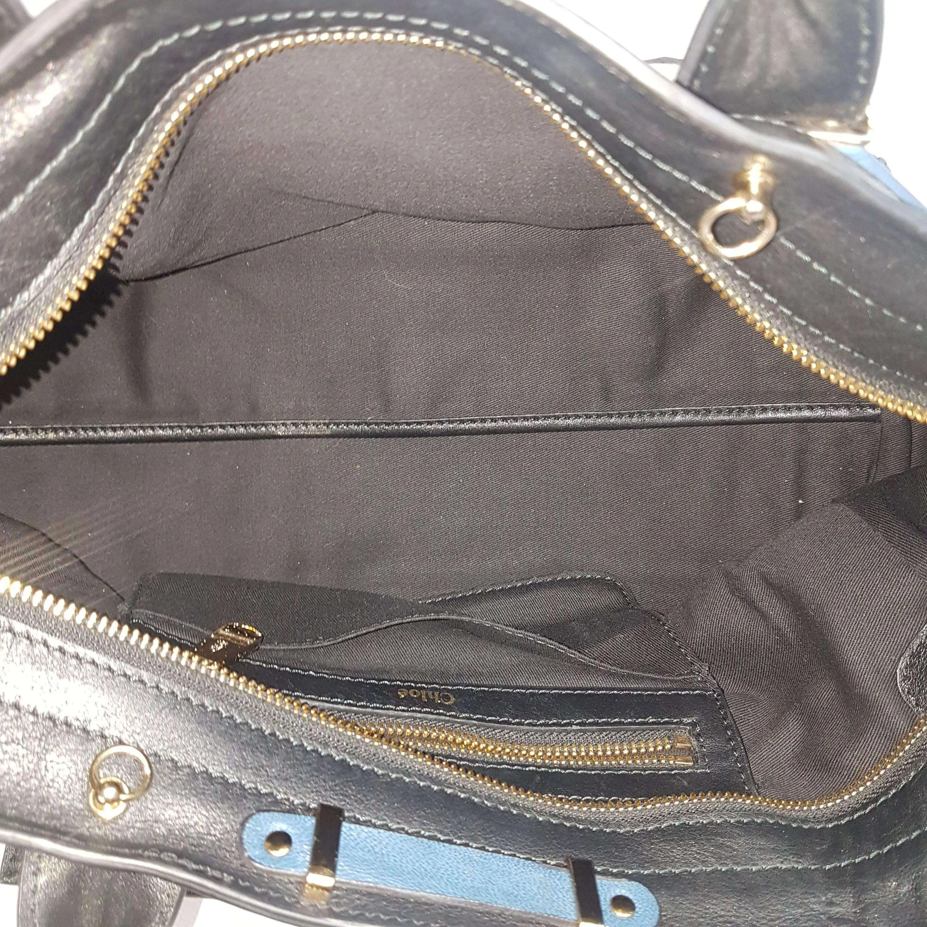 Chloe Blue/Black Leather Medium Alice Satchel Bag - Image 77
