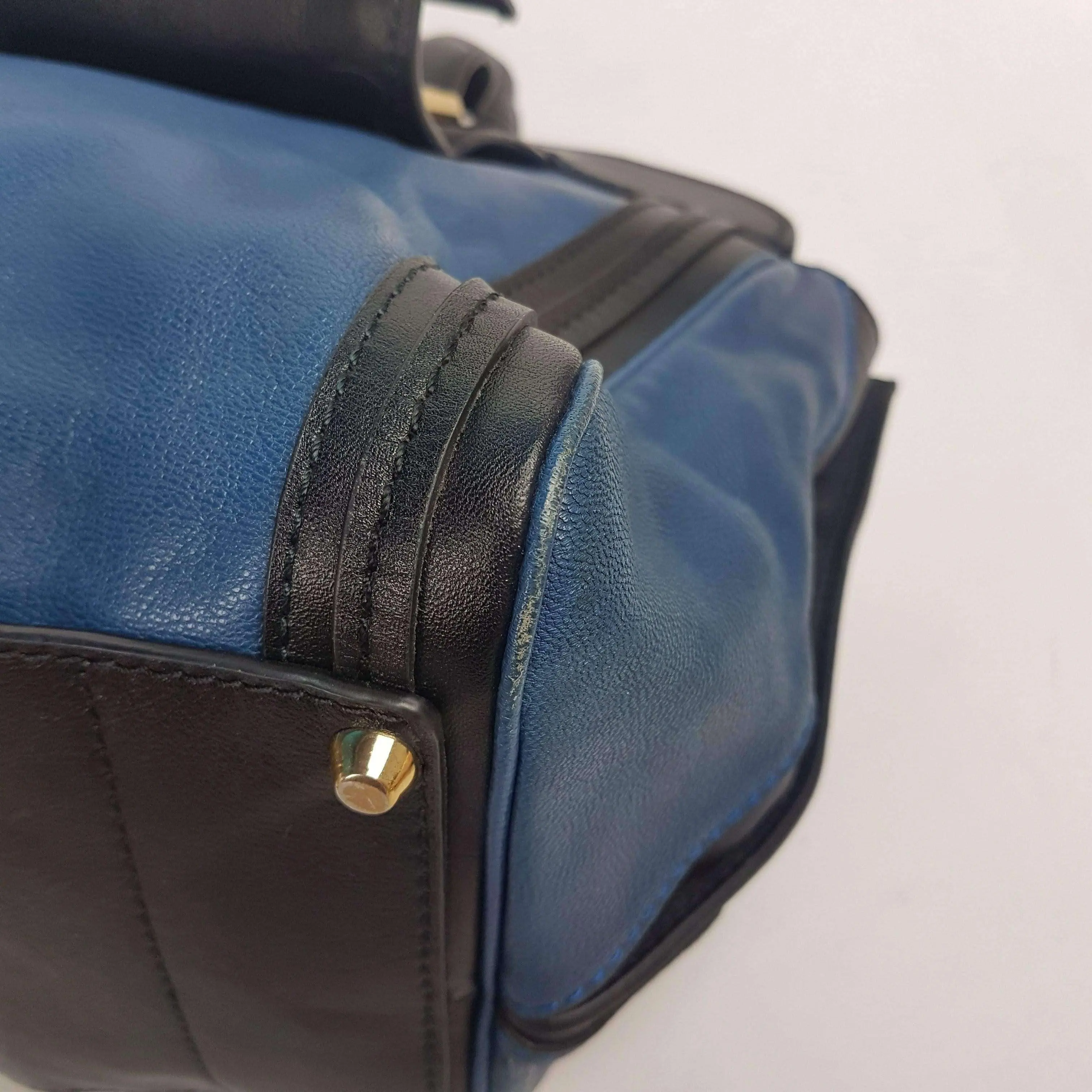 Chloe Blue/Black Leather Medium Alice Satchel Bag - Image 8