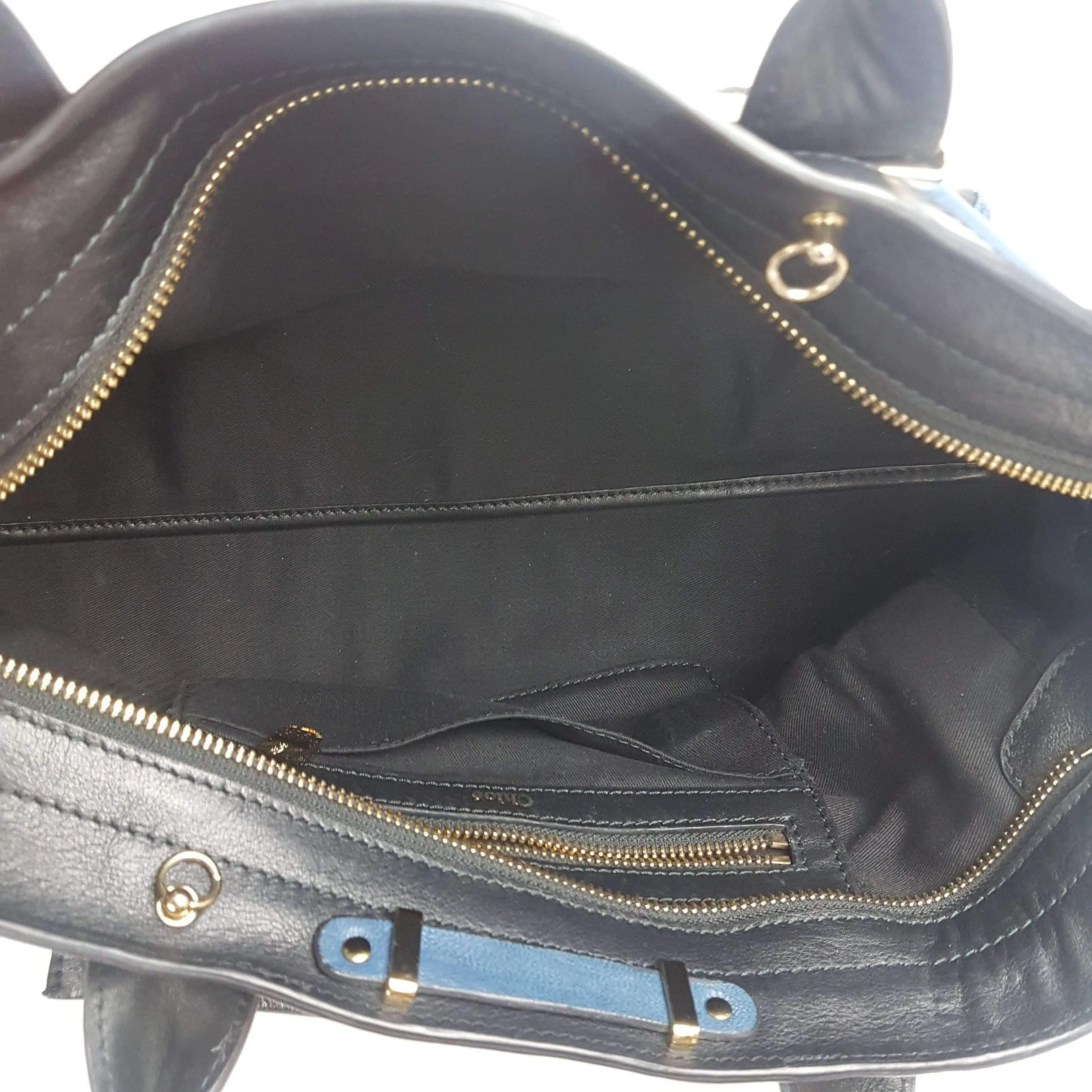 Chloe Blue/Black Leather Medium Alice Satchel Bag - Image 85