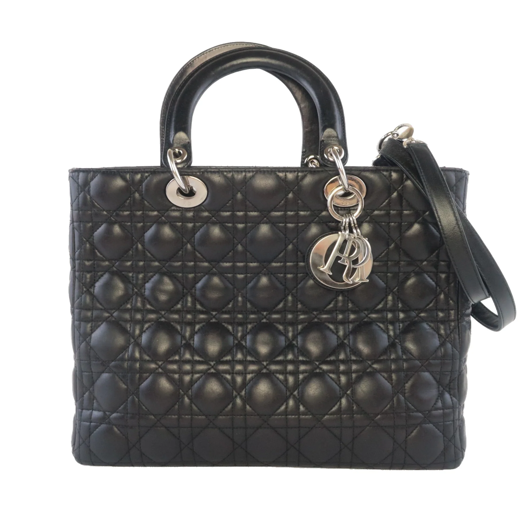 Christian Dior Black Cannage Lambskin Large Lady Dior Shoulder Bag - Image 2