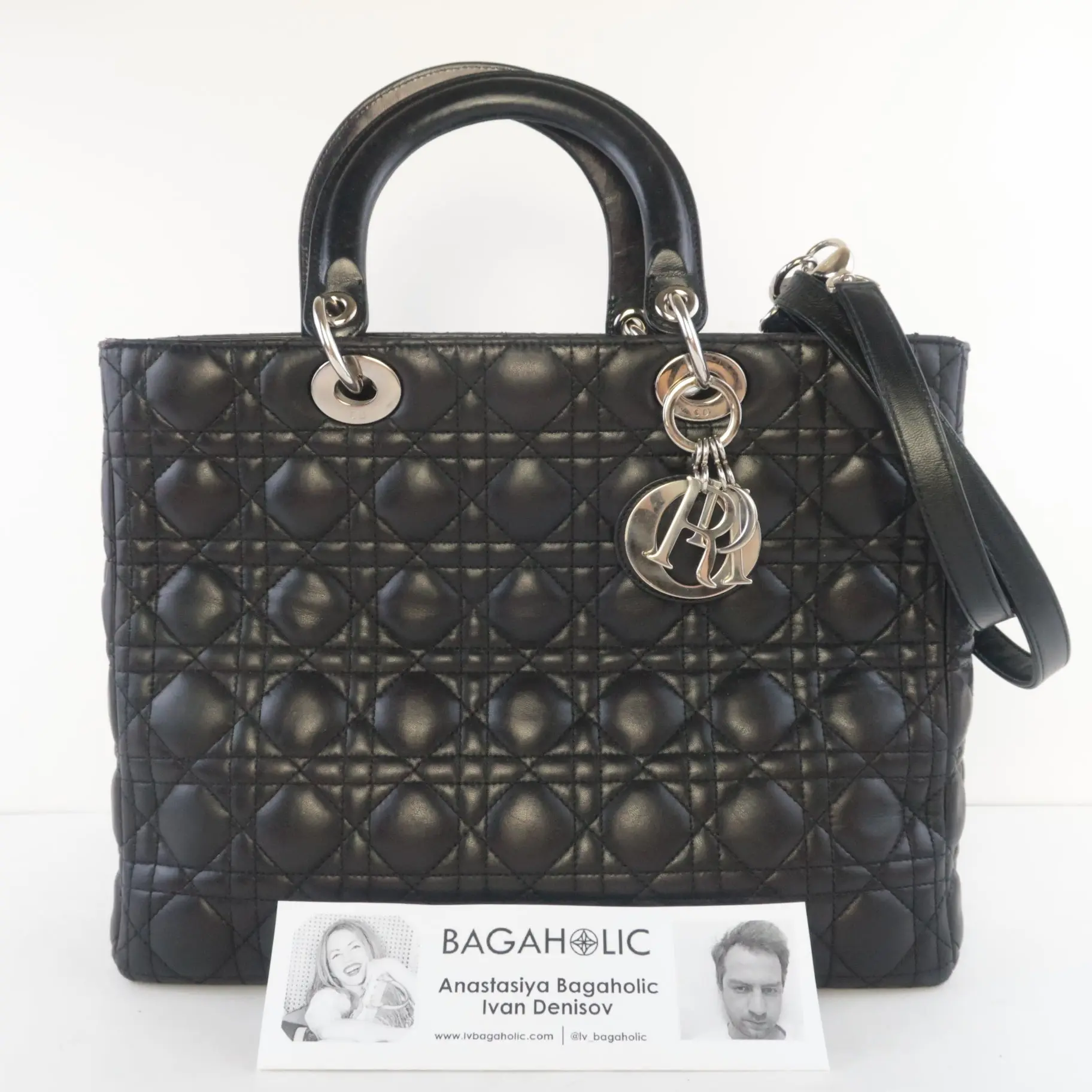 Christian Dior Black Cannage Lambskin Large Lady Dior Shoulder Bag - Image 3