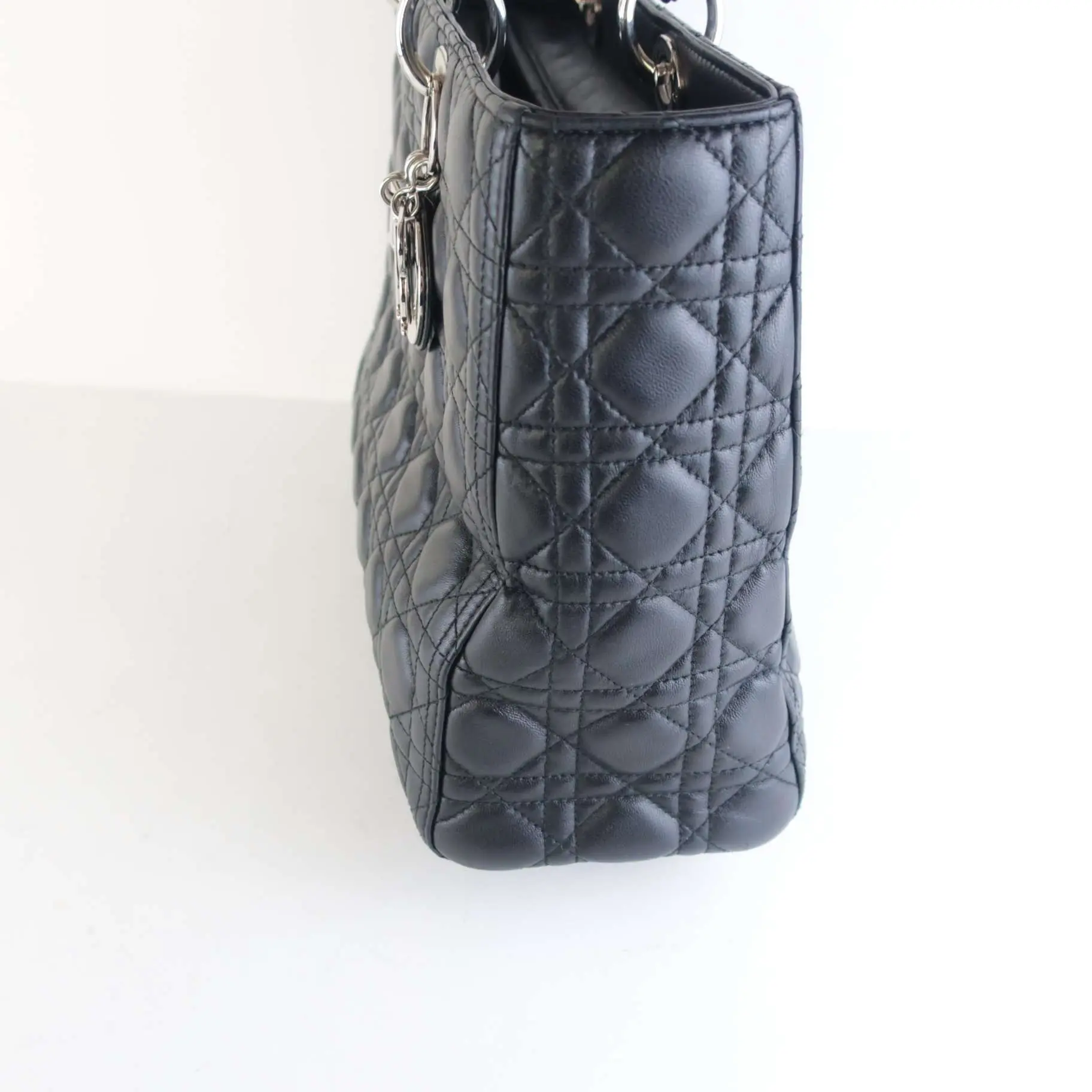 Christian Dior Black Cannage Lambskin Large Lady Dior Shoulder Bag - Image 12