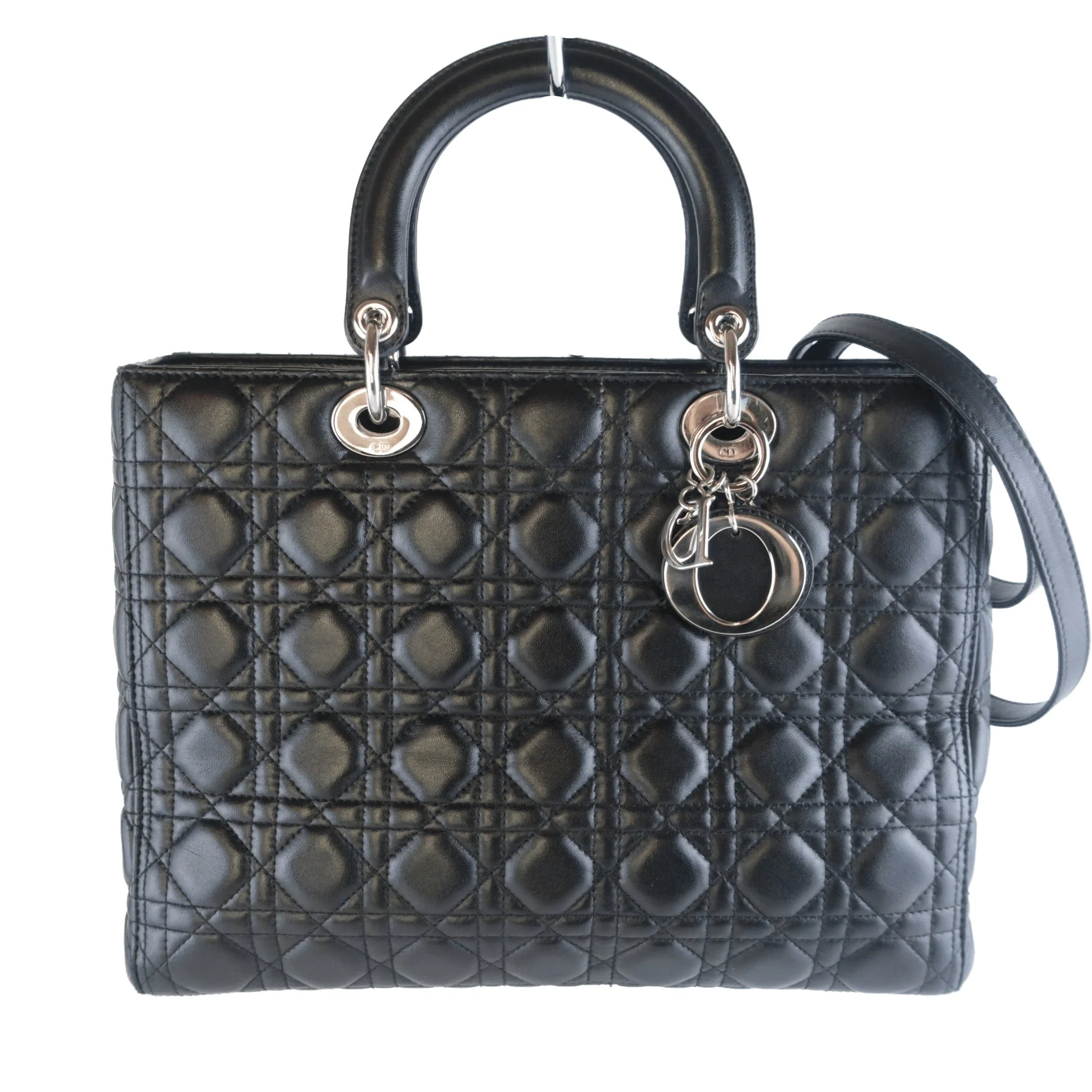 Christian Dior Black Cannage Lambskin Large Lady Dior Shoulder Bag - Image 2