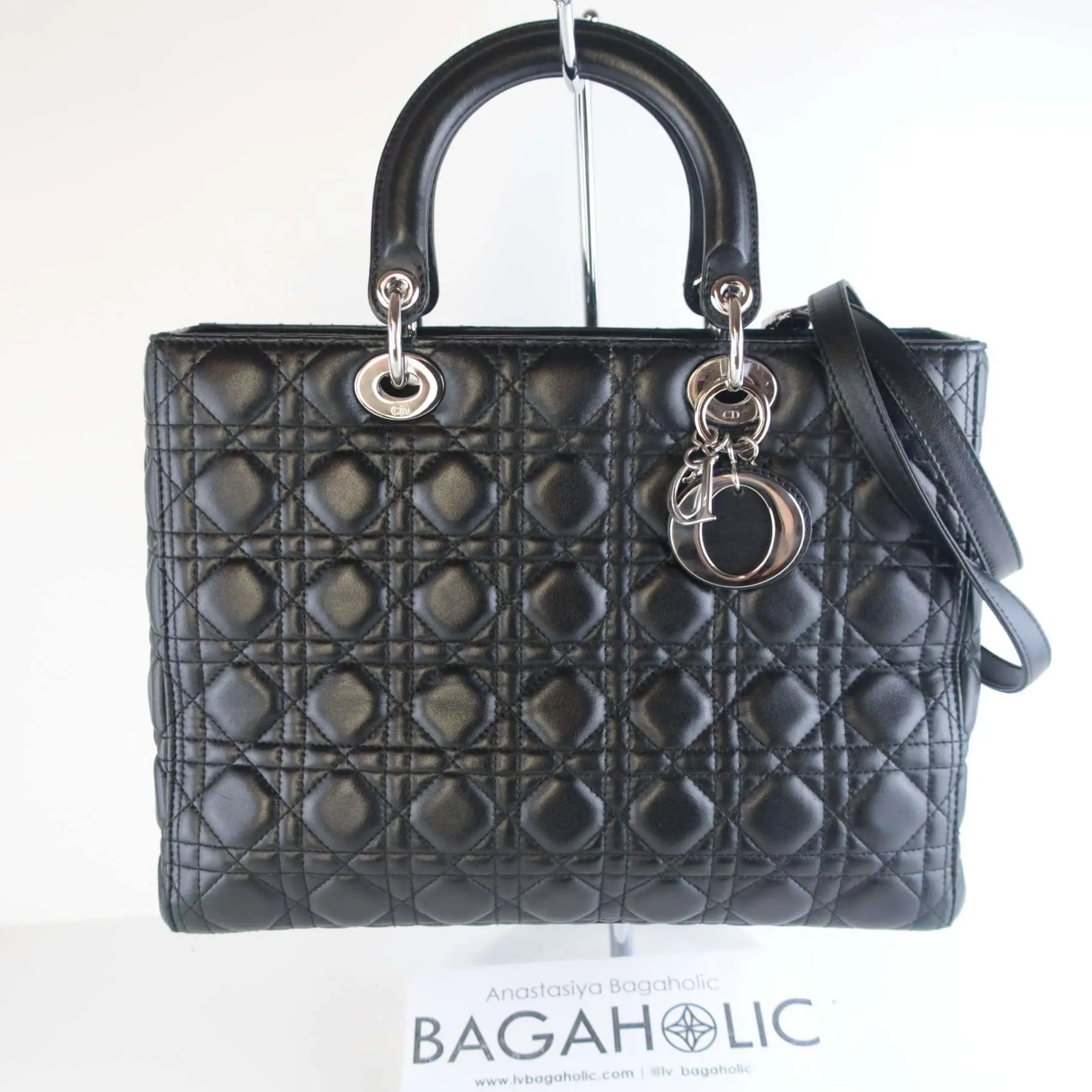Christian Dior Black Cannage Lambskin Large Lady Dior Shoulder Bag - Image 3