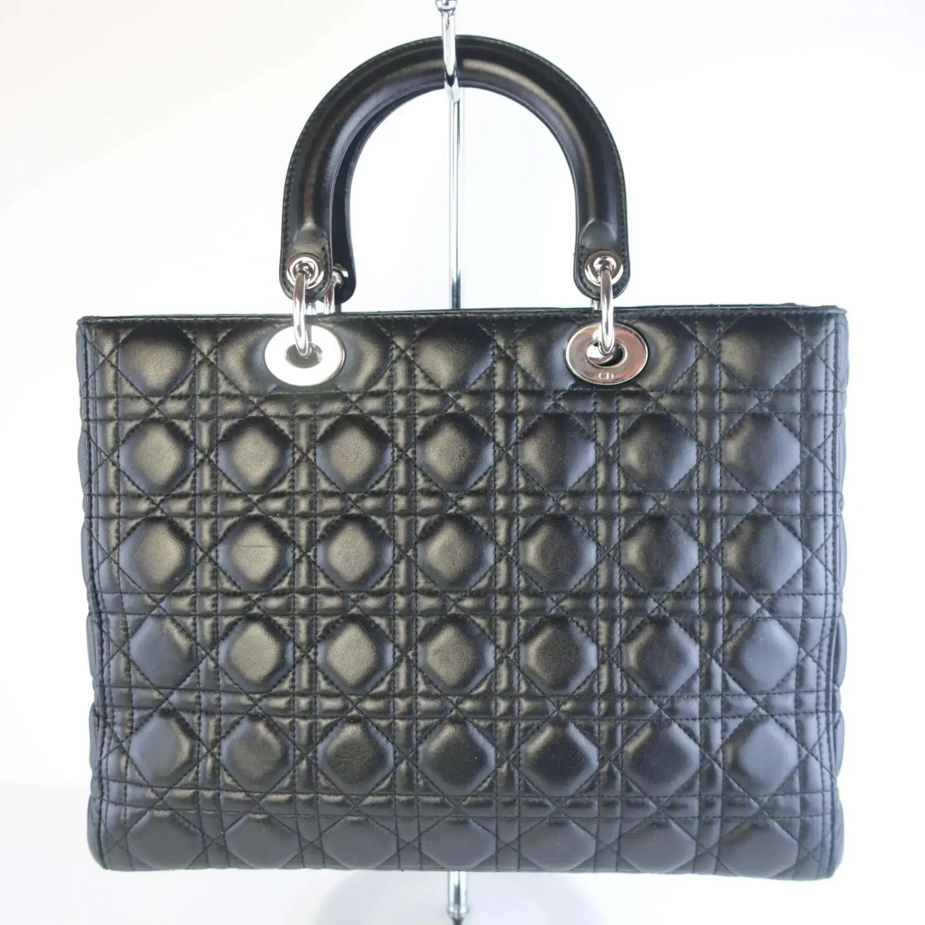 Christian Dior Black Cannage Lambskin Large Lady Dior Shoulder Bag - Image 6